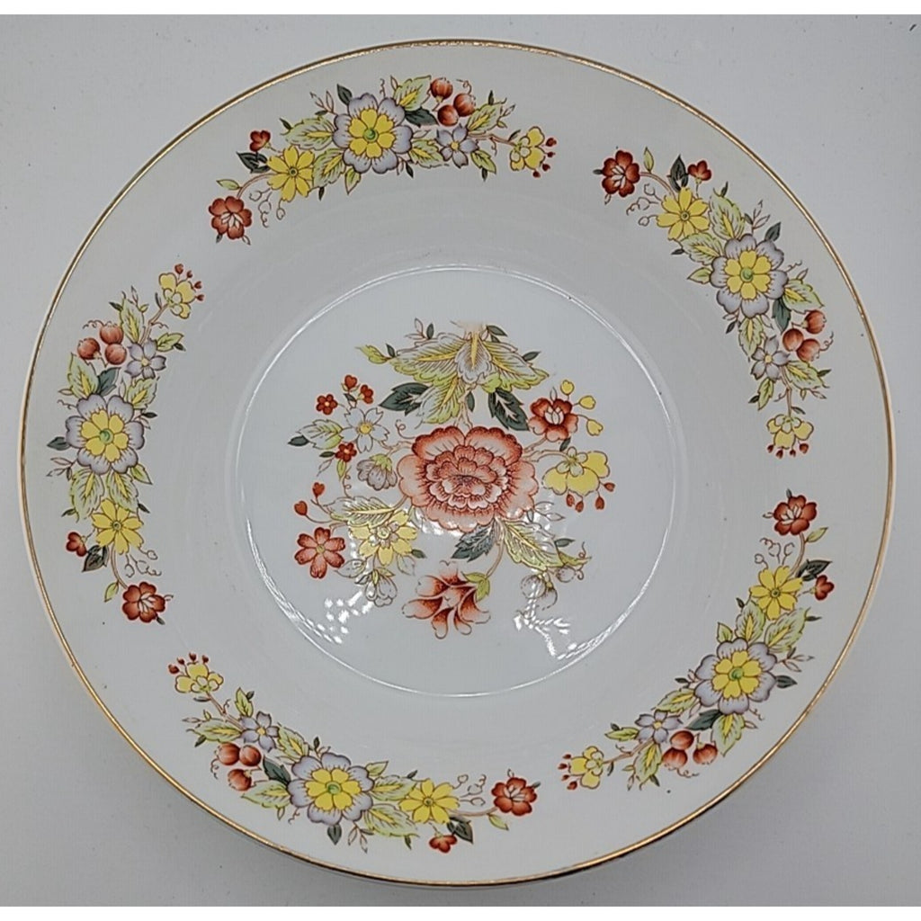 Vintage Floral Ceramic Serving Bowl - Yellow & Orange Flower Pattern