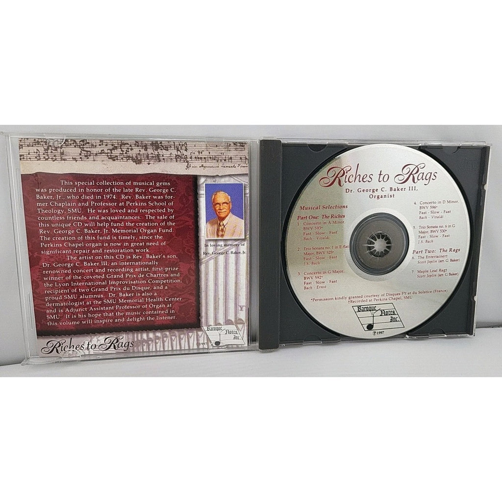 Riches To Rags Dr George C Baker III Organist Bach & Joplin CD