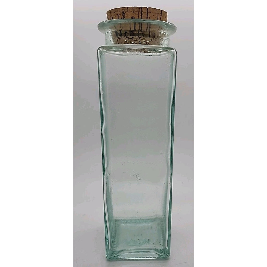 9.5" Square Clear Glass Container With Cork