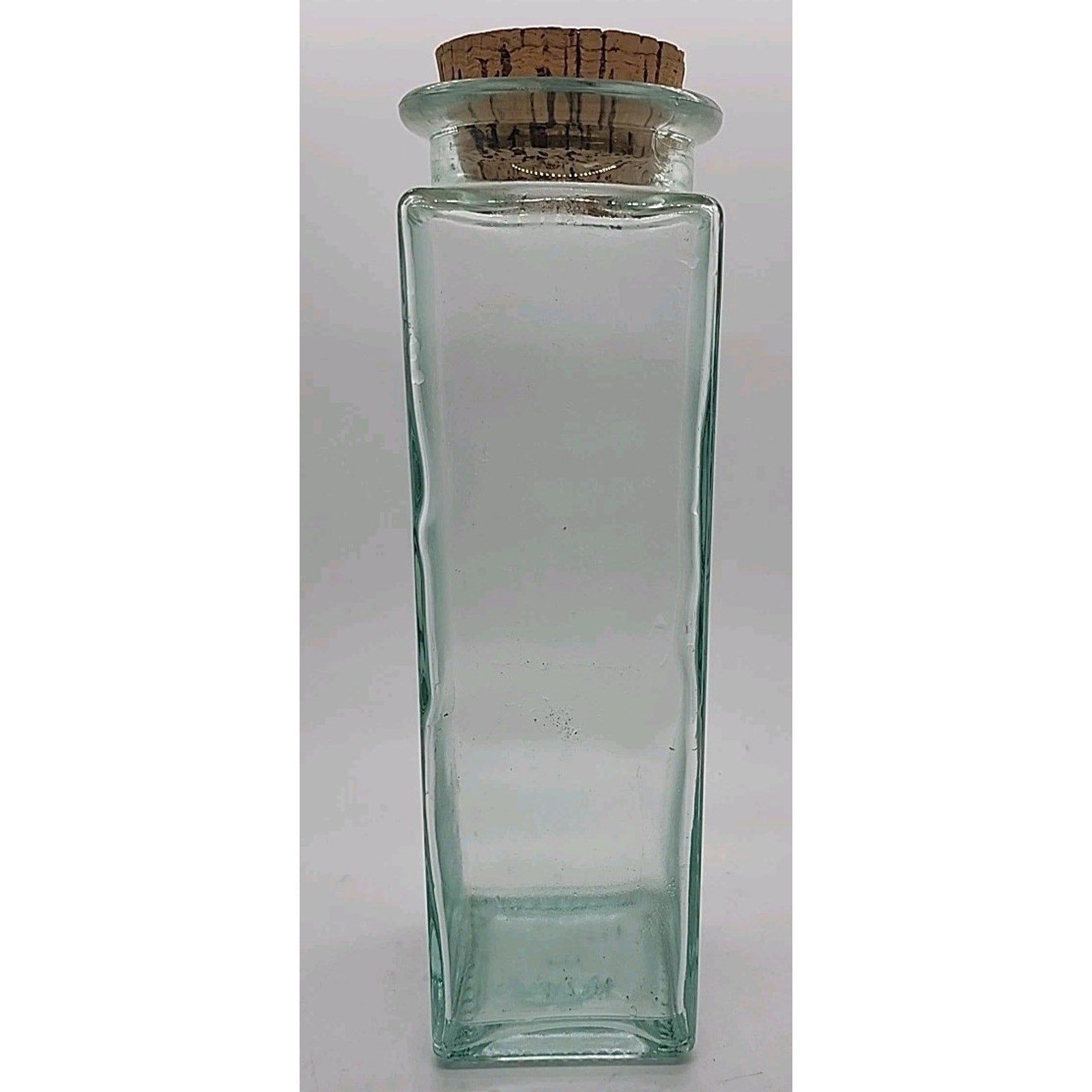 9.5" Square Clear Glass Container With Cork