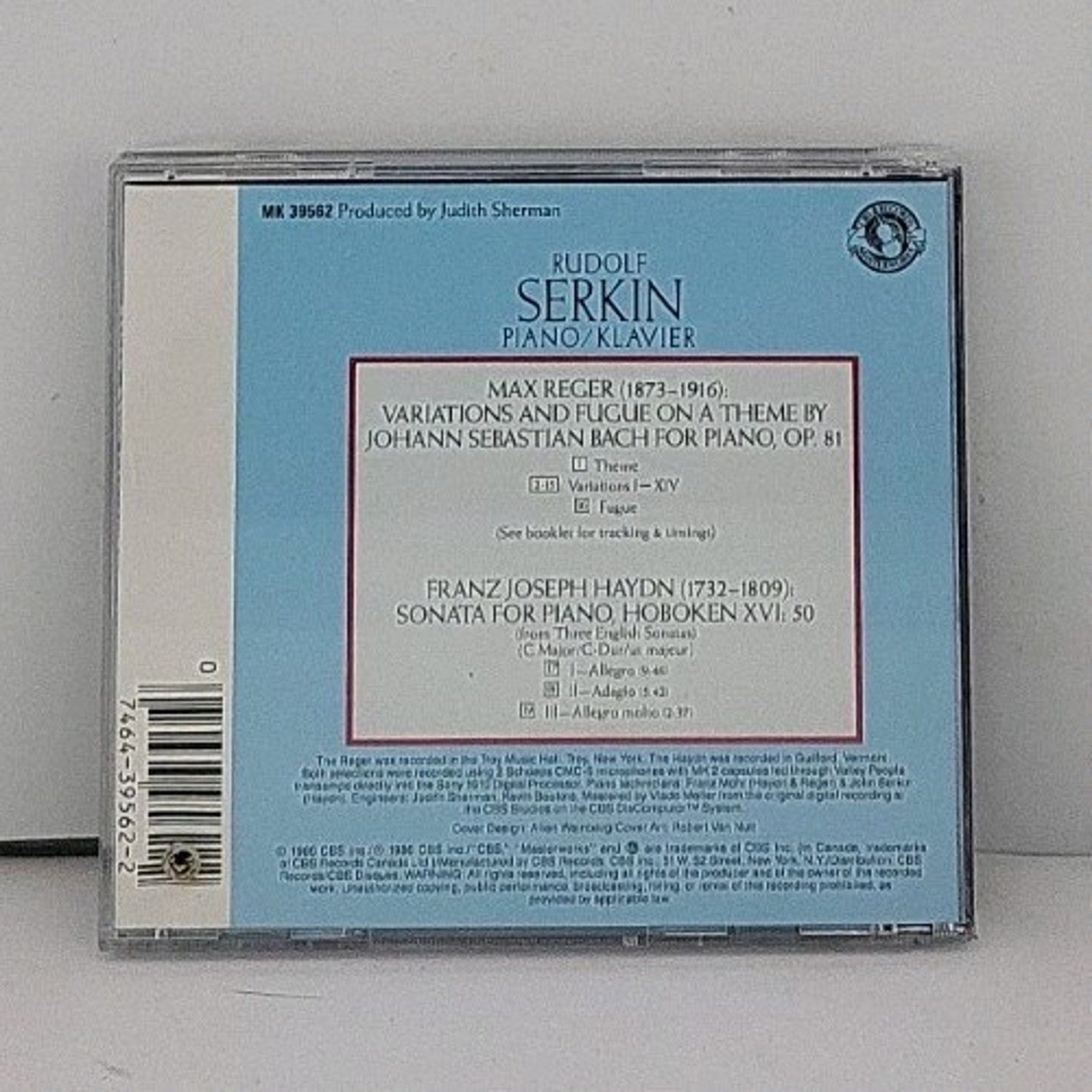 Sonata for Piano No 50 by Reger / Haydn / Serkin (CD, 2008)