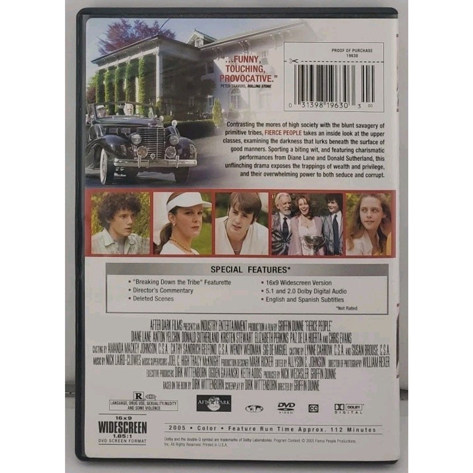Fierce People DVD THE MOVIE Diane Lane, Donald Sutherland, Kristen Stewart 2005