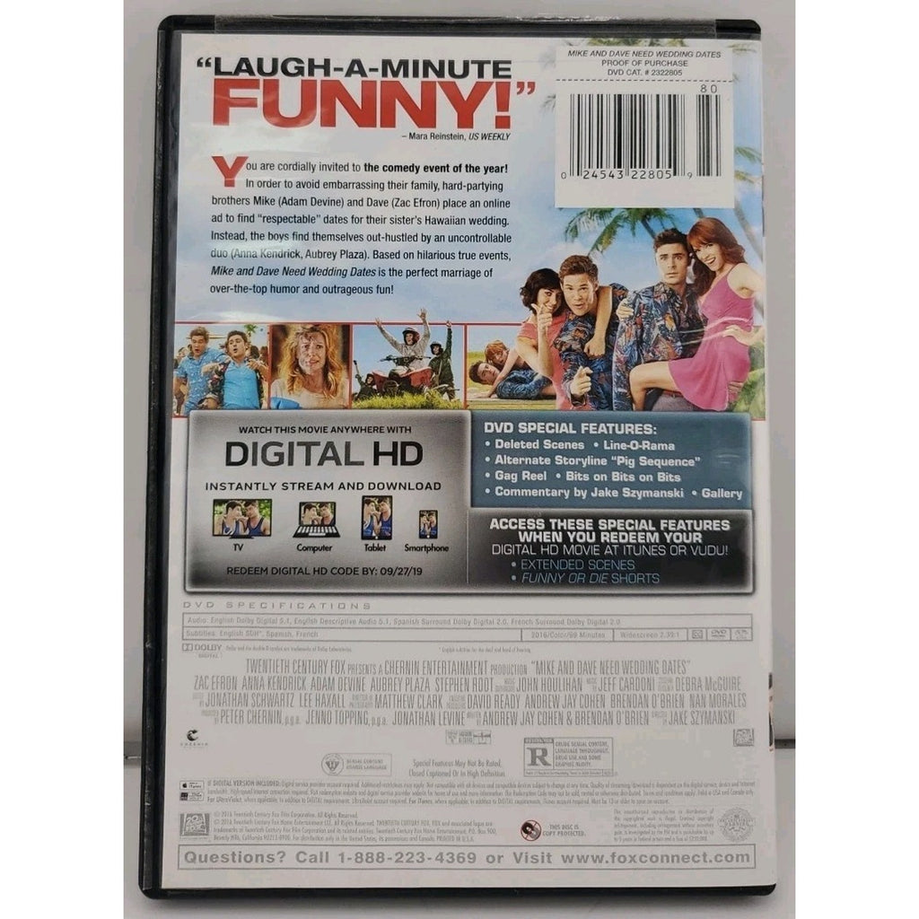 Mike and Dave Need Wedding Dates (DVD, 2016)