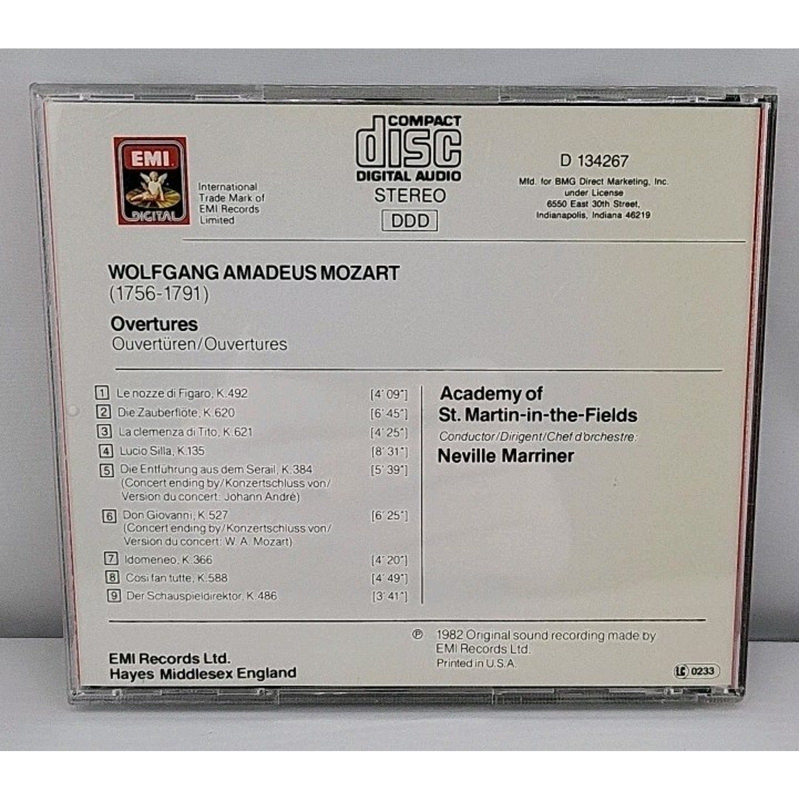 Mozart Overtures Neville Mariner CD
