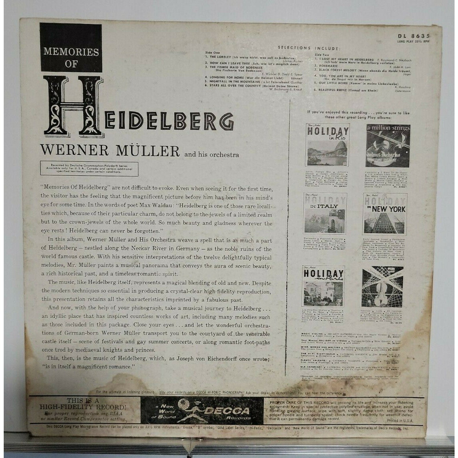 Werner Müller And His Orchestra – Memories Of Heidelberg (Vinyl)