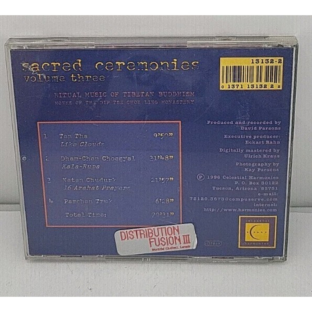 Sacred Ceremonies : Vol. 3-Ritual Music of Tibetan by Dip Tse Chok Ling (CD)