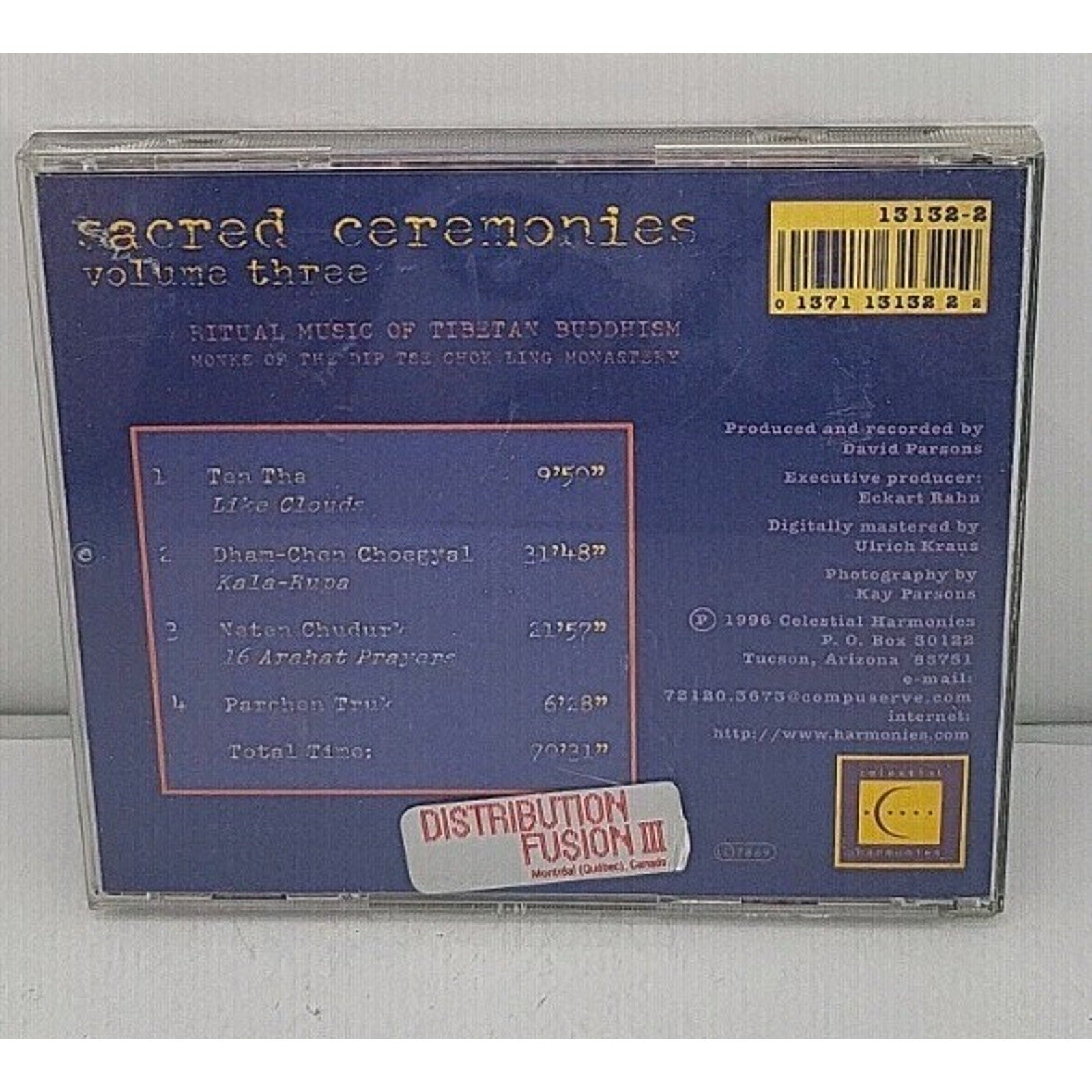 Sacred Ceremonies : Vol. 3-Ritual Music of Tibetan by Dip Tse Chok Ling (CD)