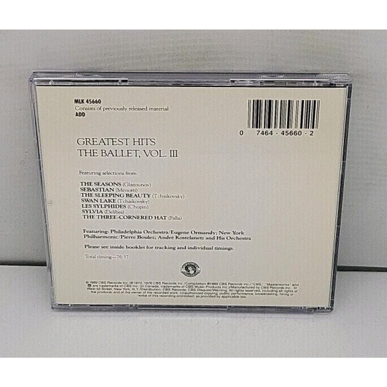 Greatest Hits: Ballet, Vol. 3 (CD 1989 CBS Records) MLK 45660