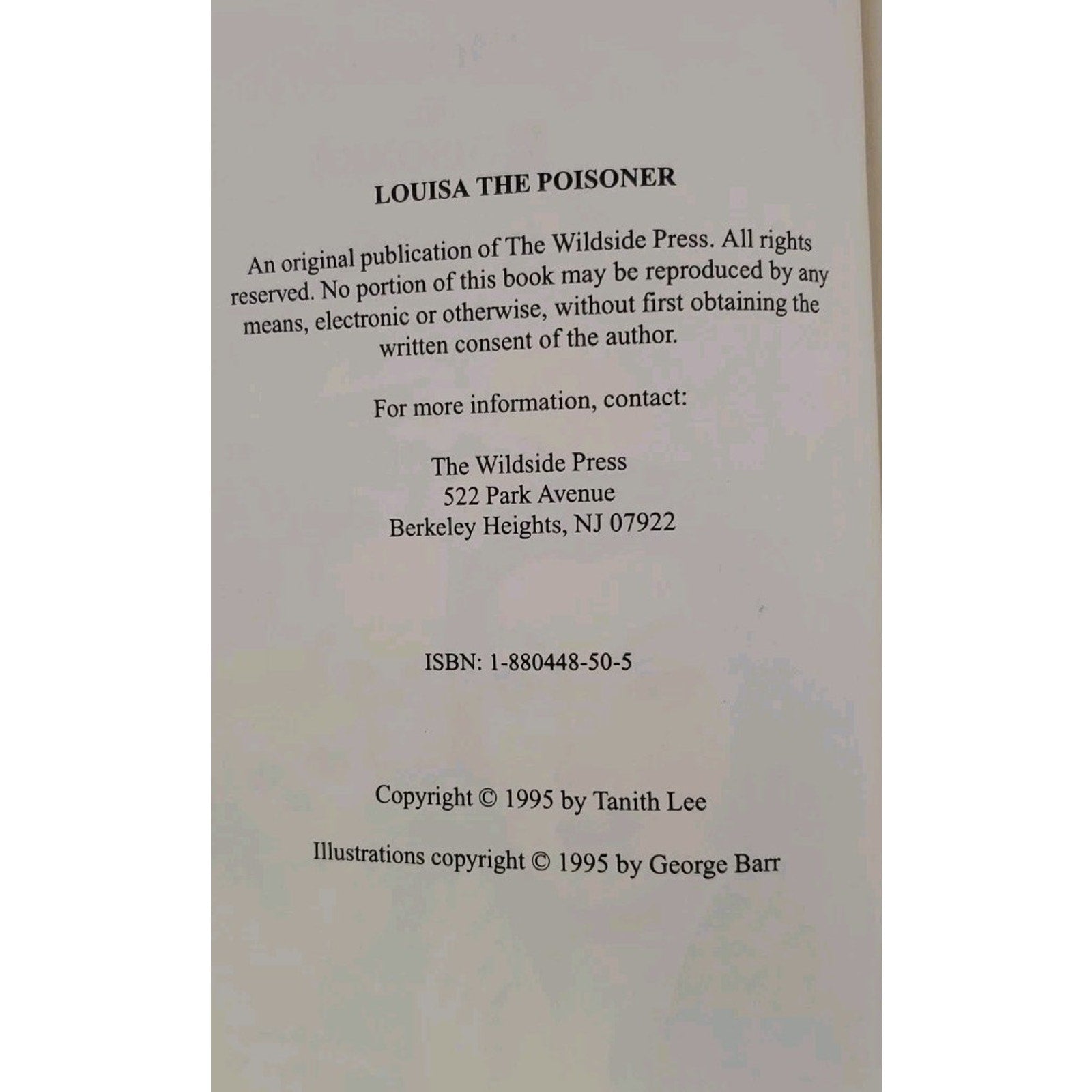 Louisa the Poisoner by Tanith Lee (2005, Trade Paperback)
