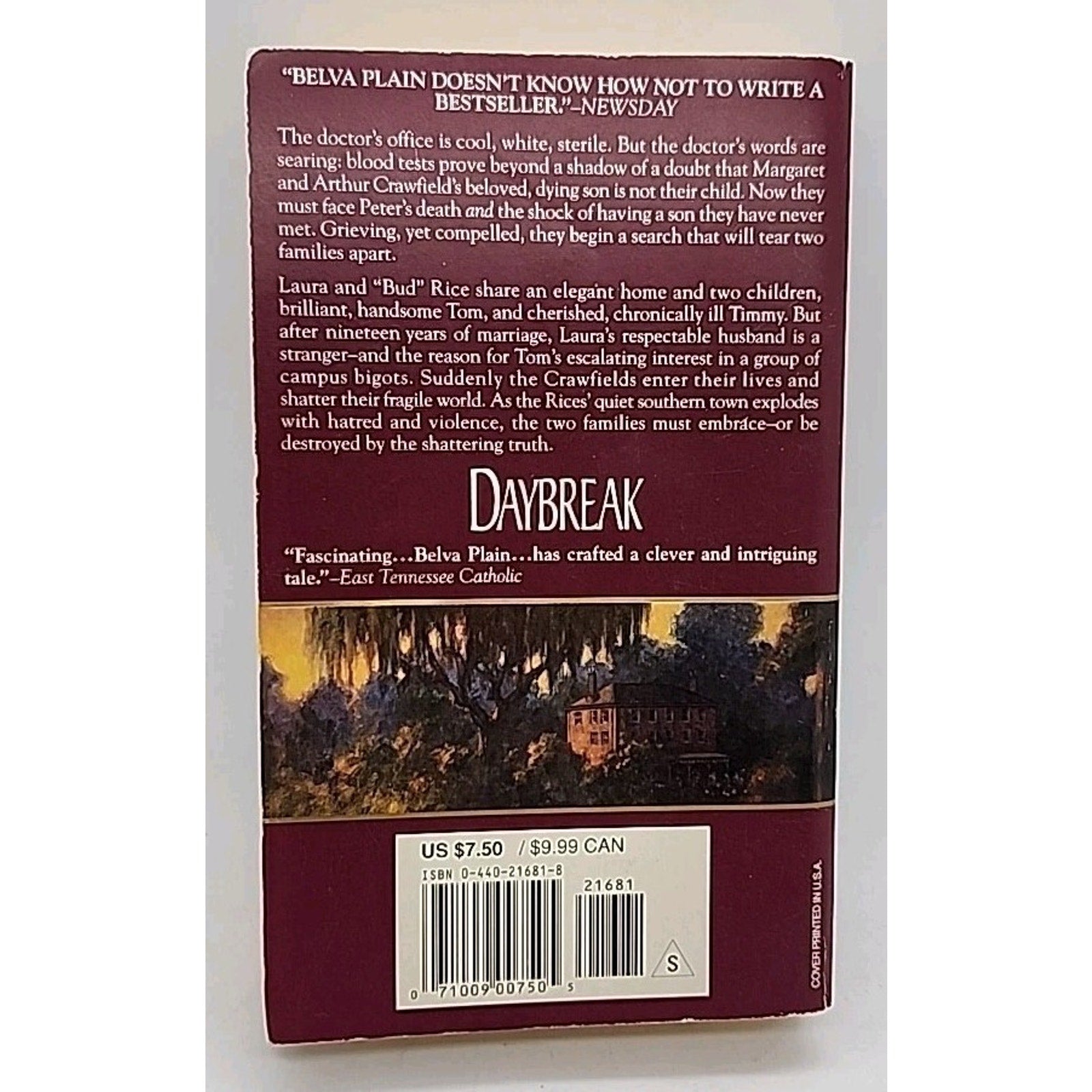 Daybreak : A Novel by Belva Plain (1995, Mass Market)