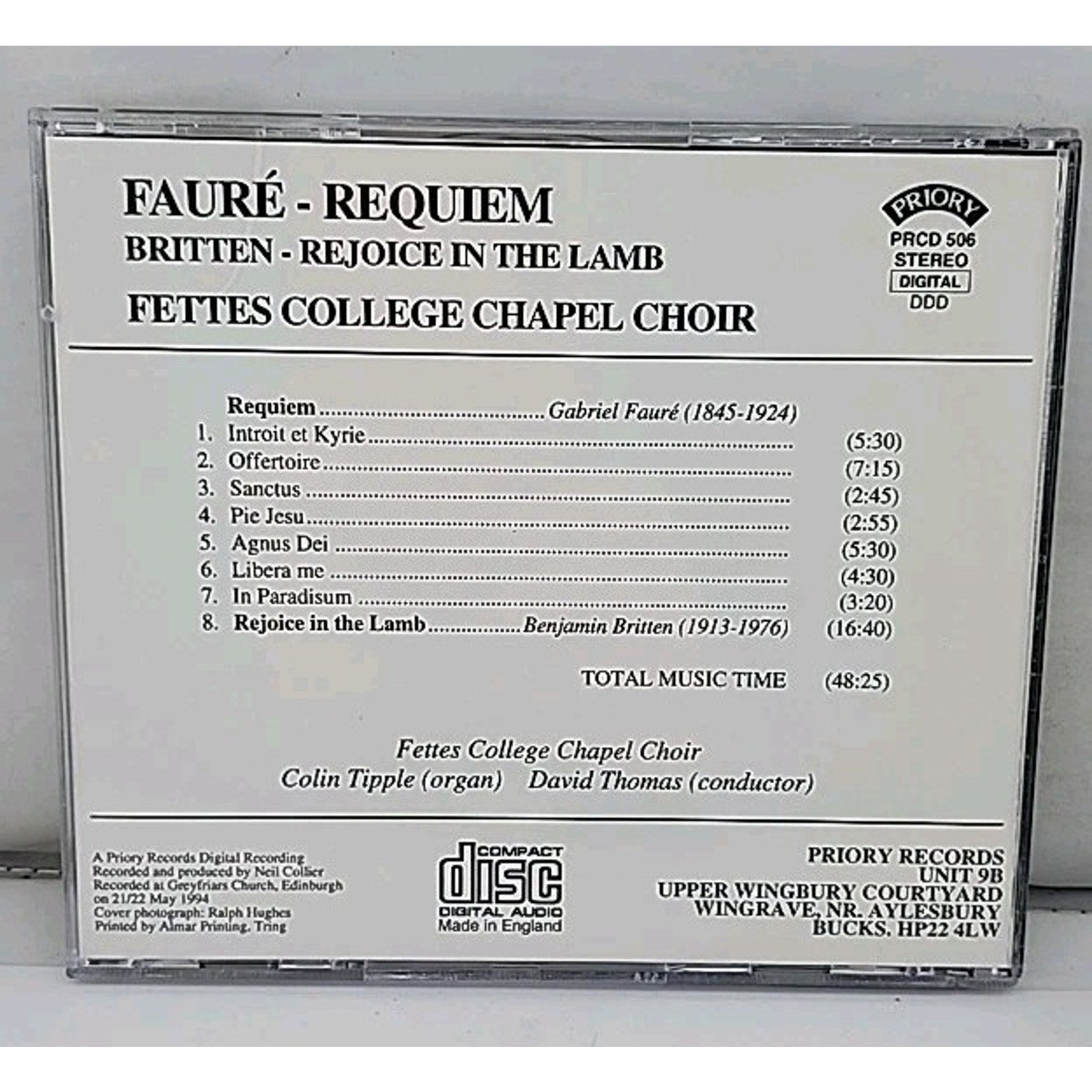 Rejoice In The Lamb Faure Requiem (CD)