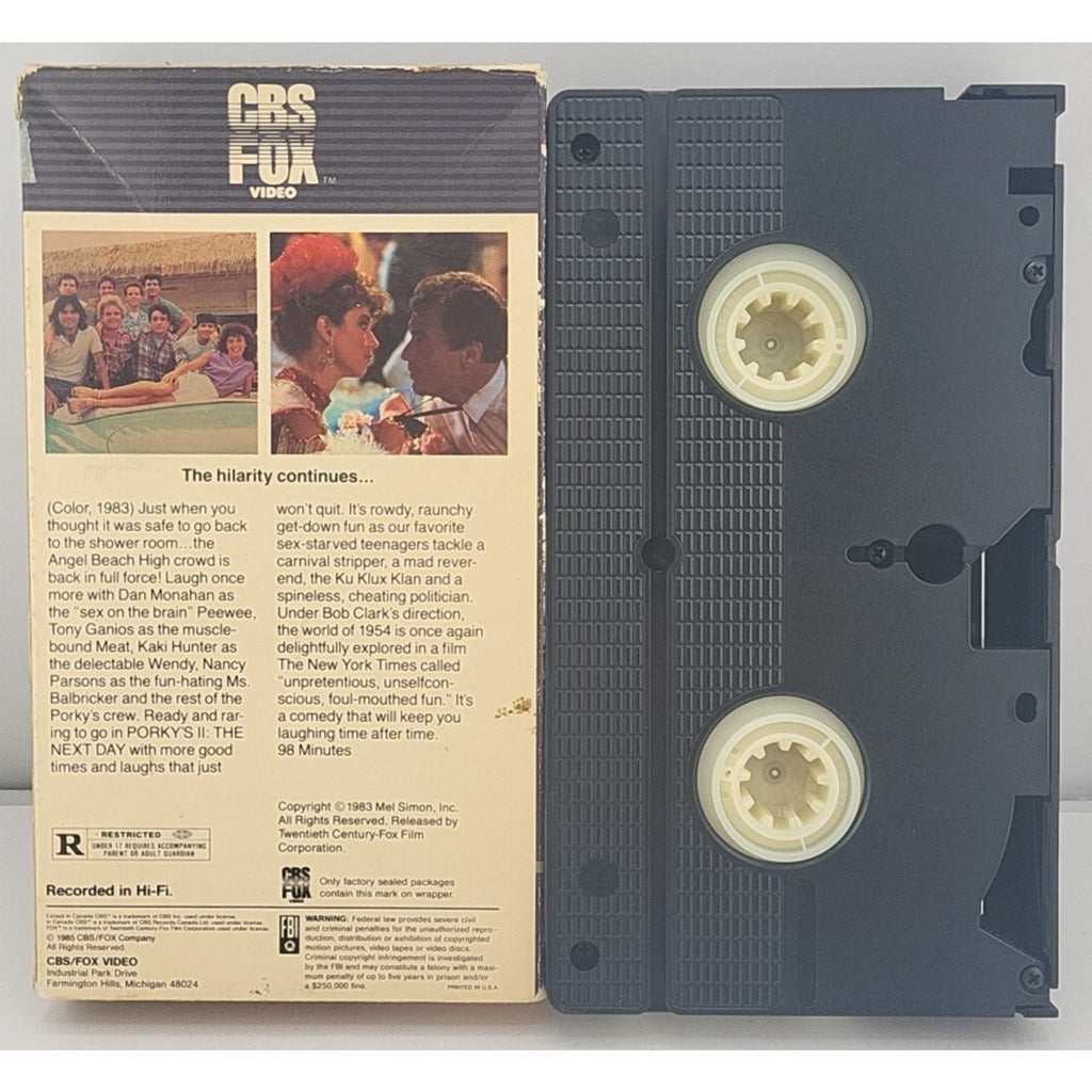 Porky's II: The Next Day (VHS, 1984, CBS Fox Drawer Box) Dan Monahan