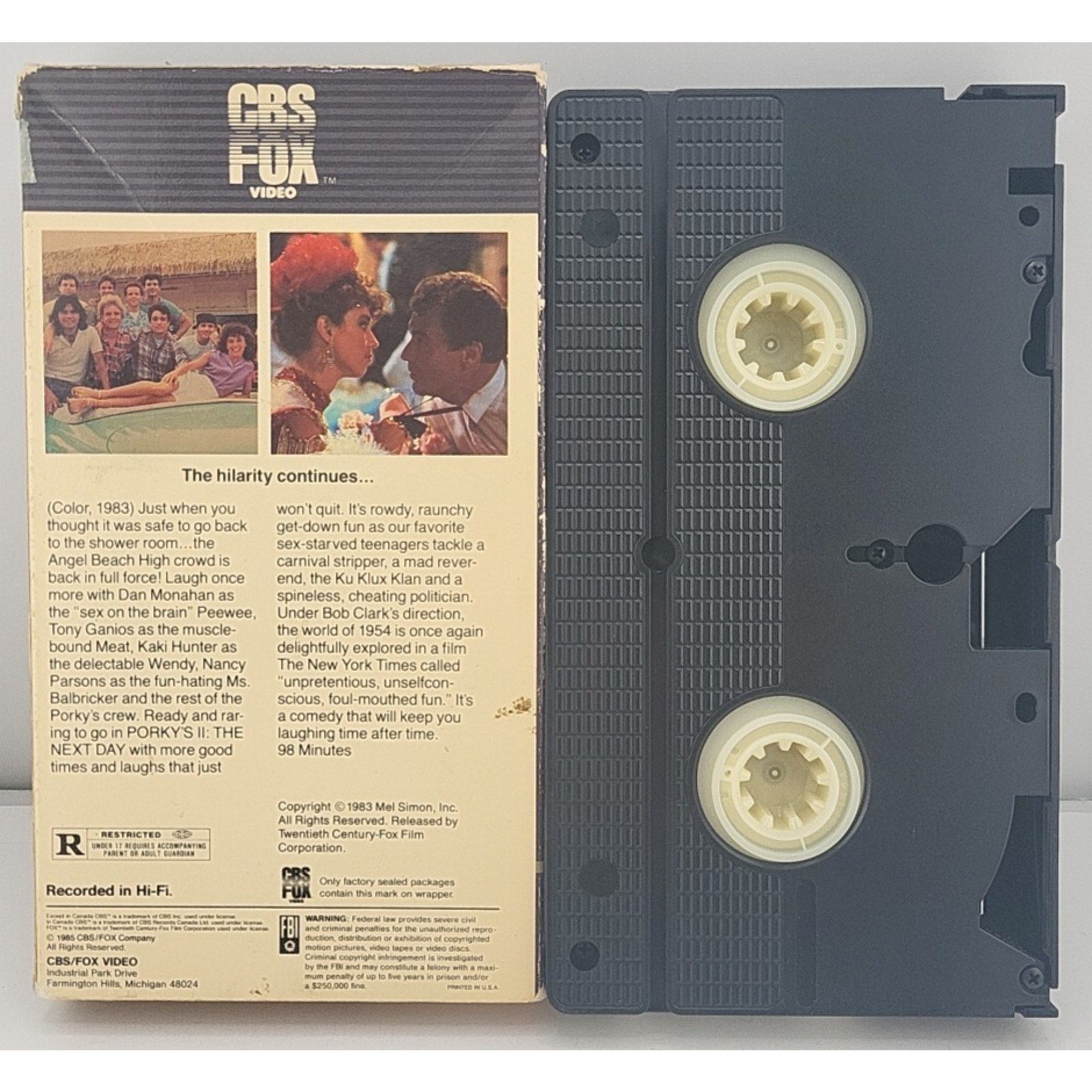 Porky's II: The Next Day (VHS, 1984, CBS Fox Drawer Box) Dan Monahan