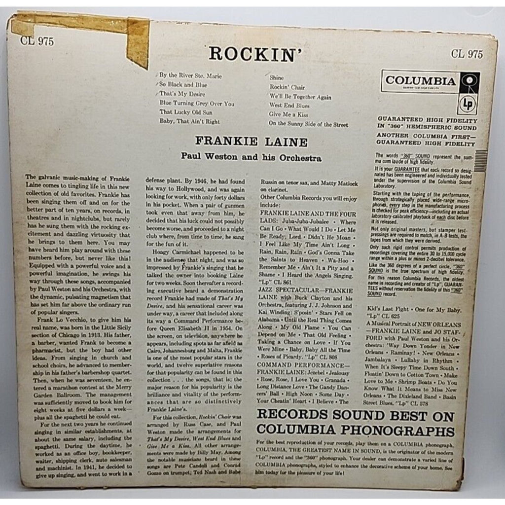 Frankie Laine / Paul Weston And His Orchestra - Rockin (Record)