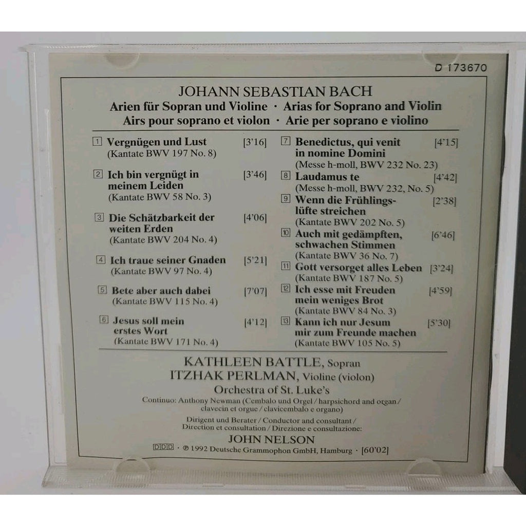 Bach Album by Kathleen Battle (CD, 1992)