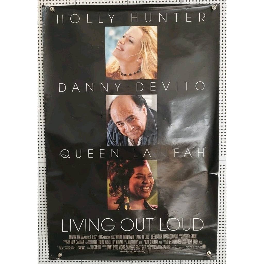 1998 Living Out Loud Movie Poster Holly Hunter Danny DeVito Queen Latifah