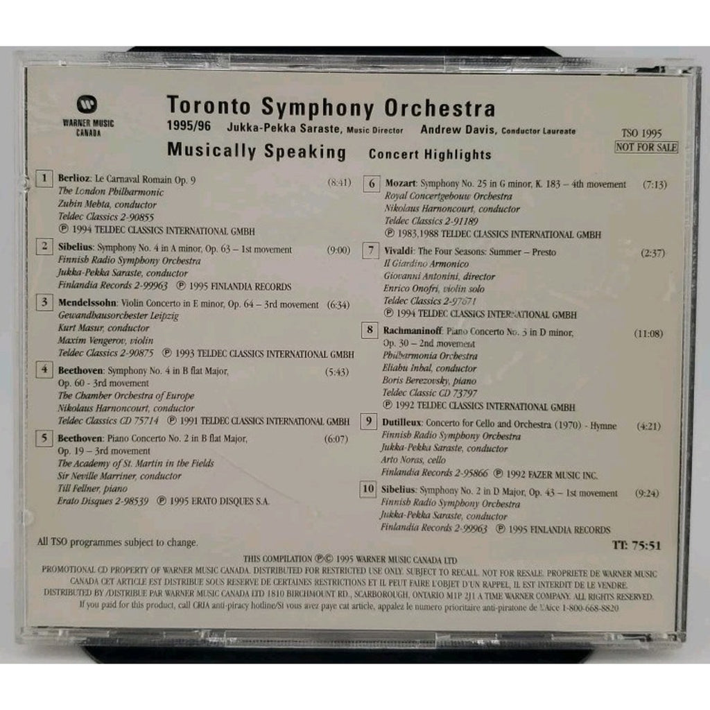 Toronto Symphony Orchestra : Pure Chemistry! Saraste 1995/96 Season (CD)