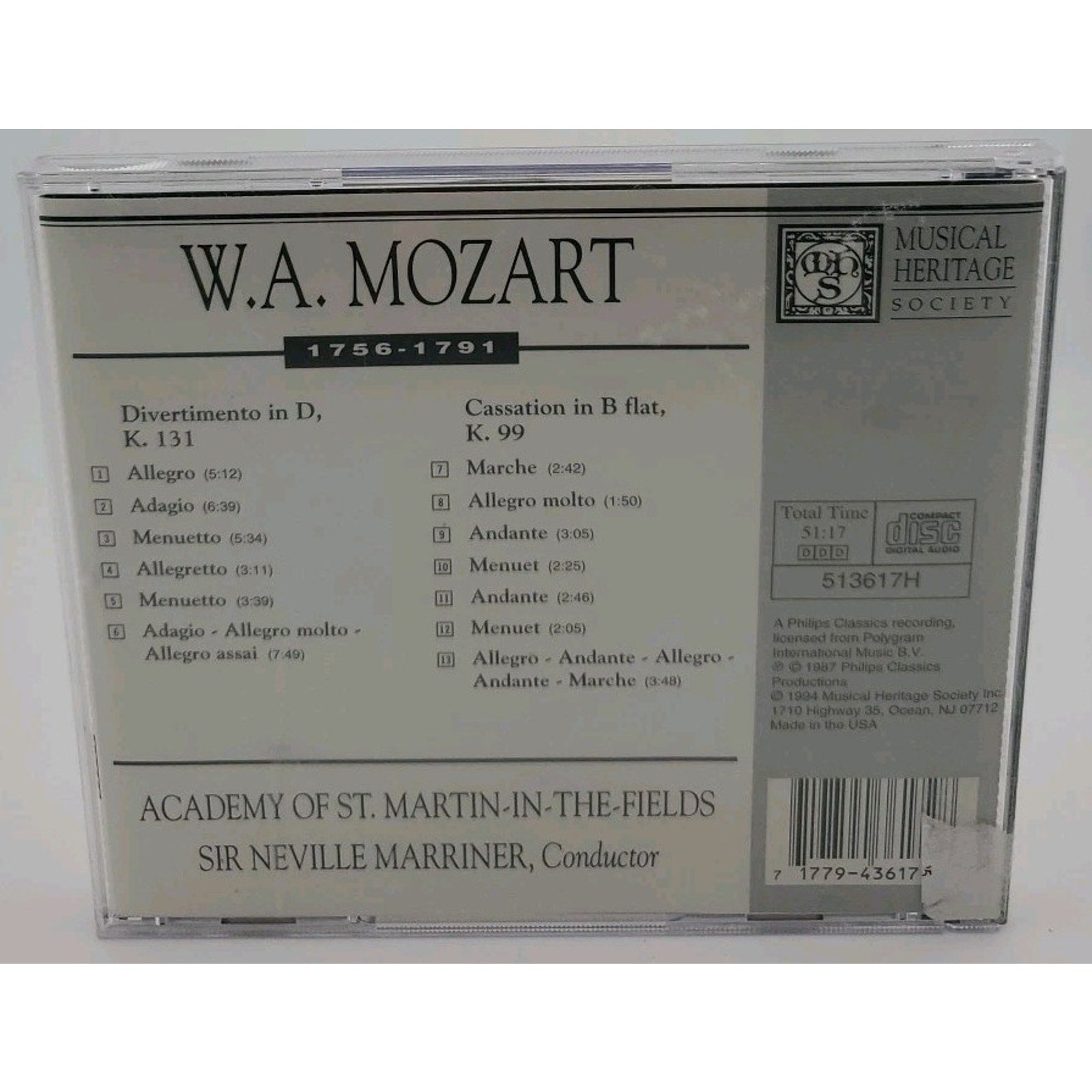 Wolfgang Amadeus Mozart Divertimento K131 Cassation K99 CD Classical Music