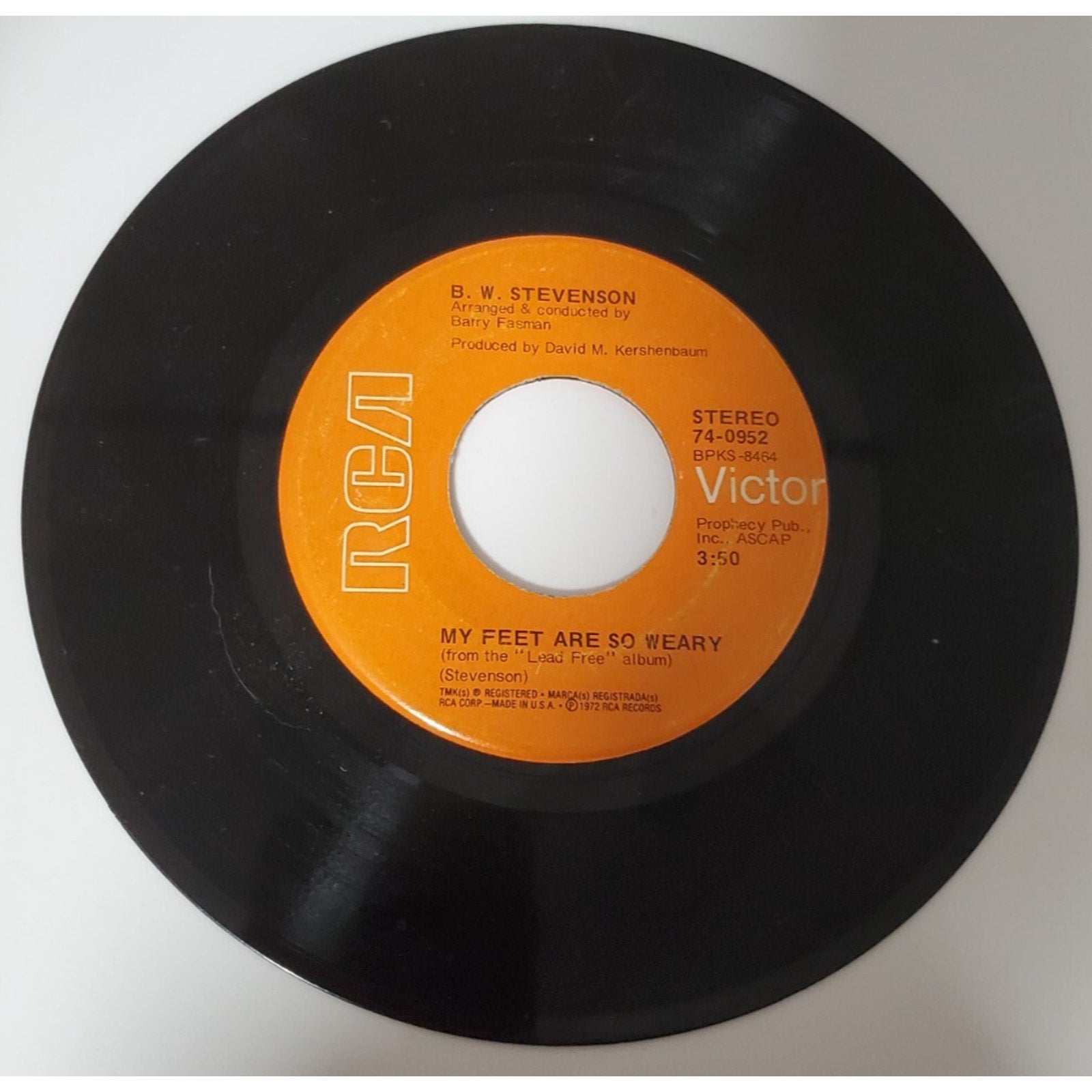 B.W. Stevenson - Shambala - 45RPM Record - Singles