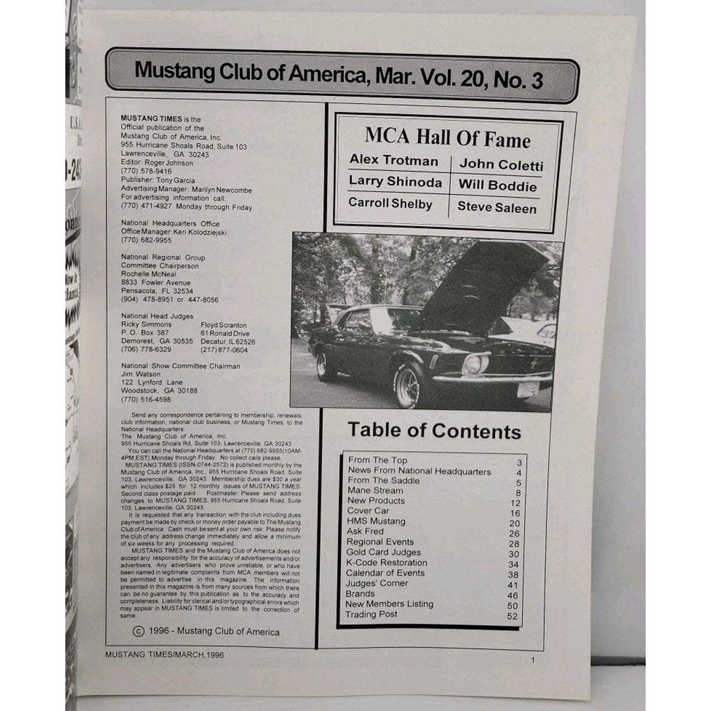Mustang Times Magazine - March 1996 - Vol. 20 No. 3