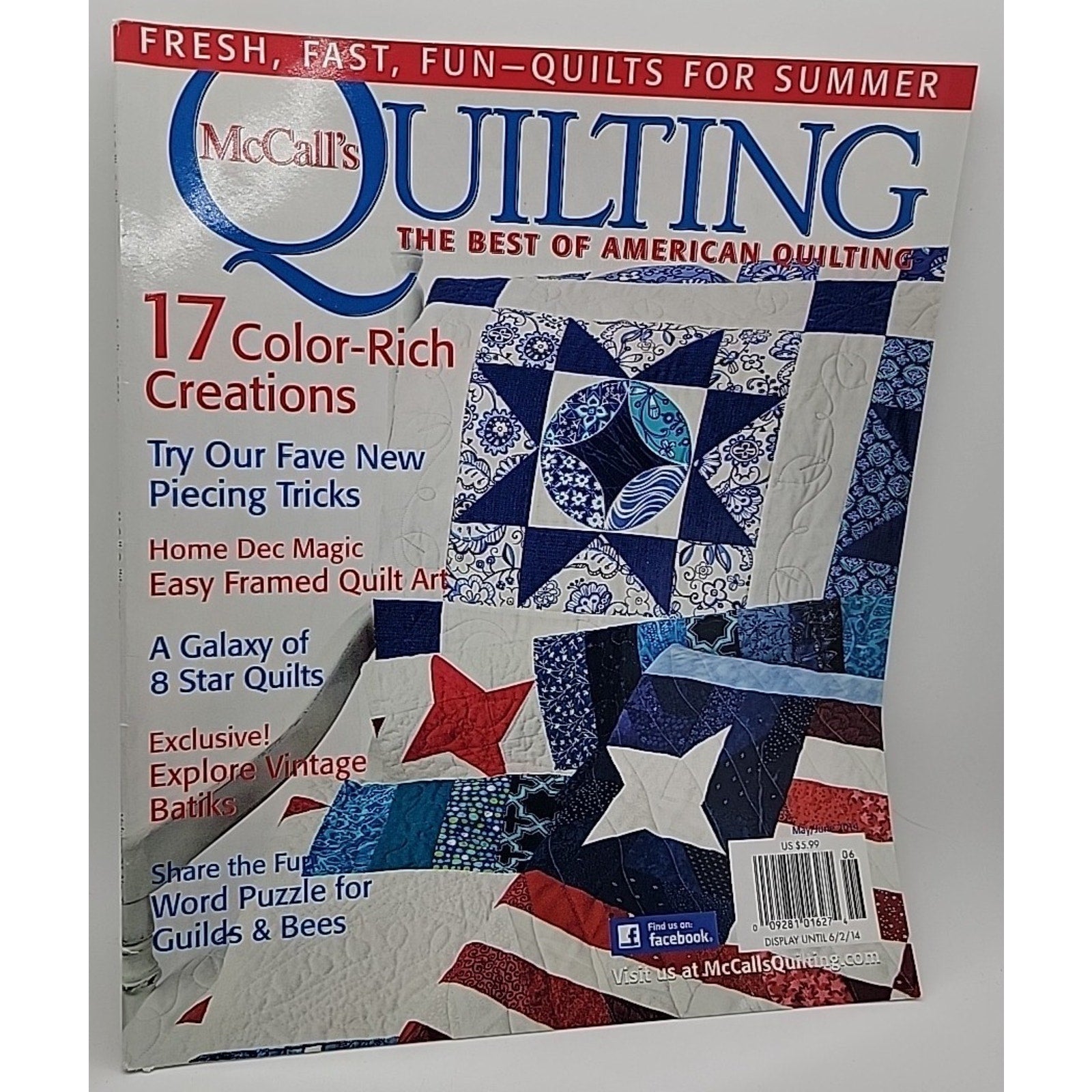 McCall's Quilting Magazine 2014 Galaxy of 8 stars, Cerulean Dreams quilt pattern