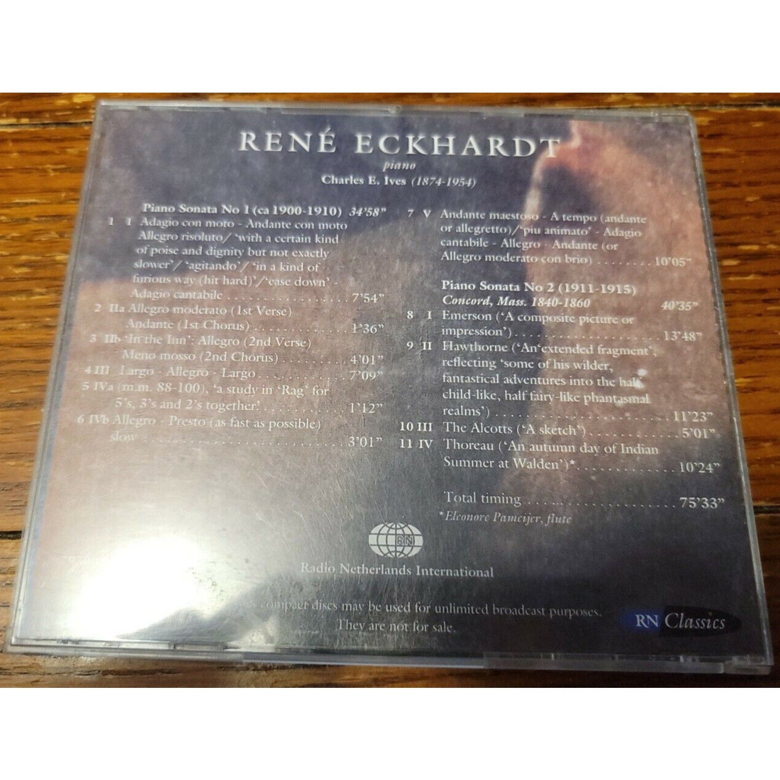 Rene Eckhardt Piano Sonayas Chatles Ives CD