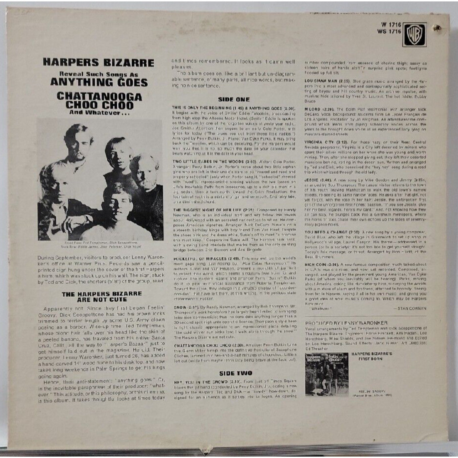 Harpers Bizarre - Anything Goes - Warner Bros 1716 (Record)