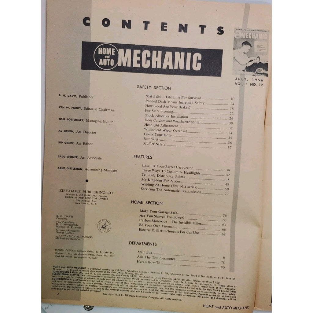 Home And Auto Mechanic Magazine July 1956