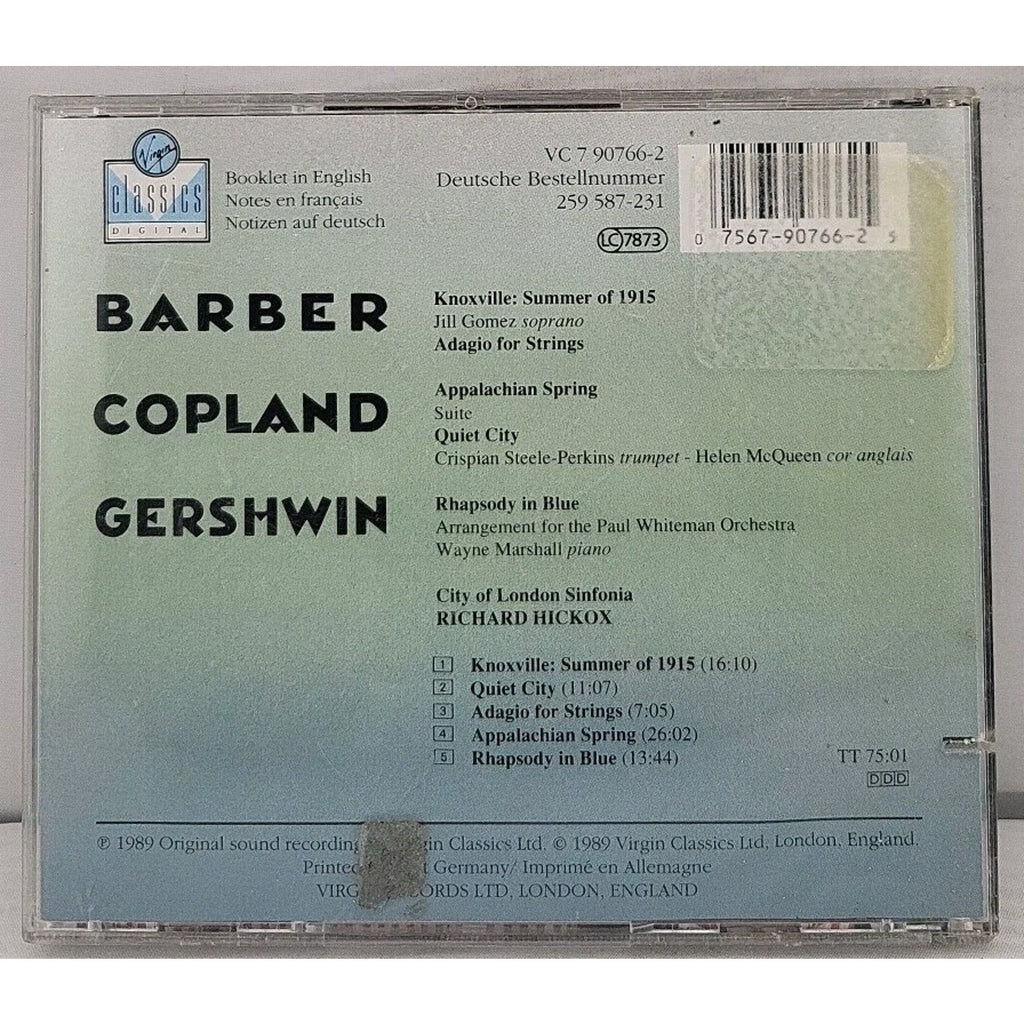Richard Hickox Conducts Gershwin, Copland and Barber Rhapsody (CD Atlantic)