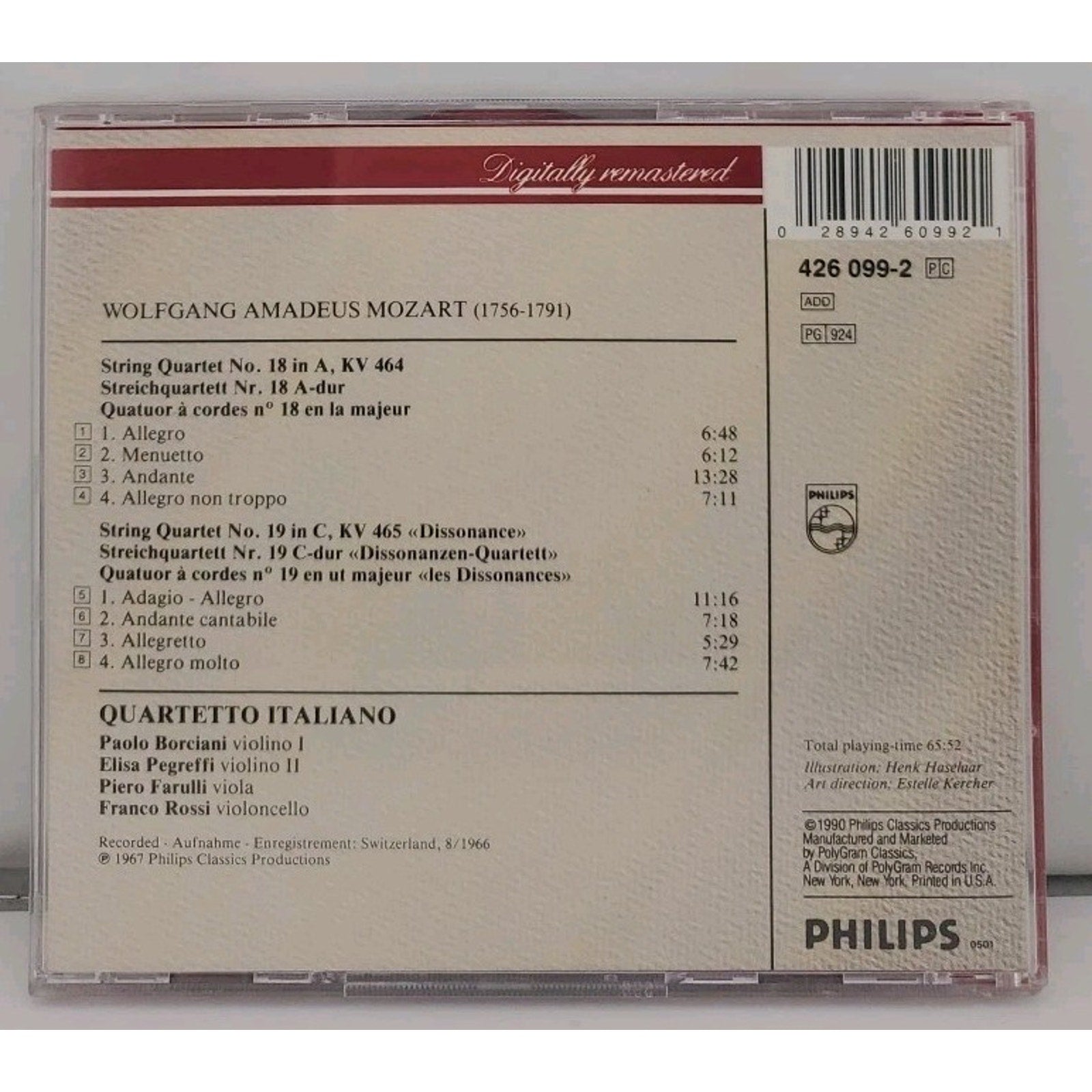 Wolfgang Armadeus Mozart String Quartets CD