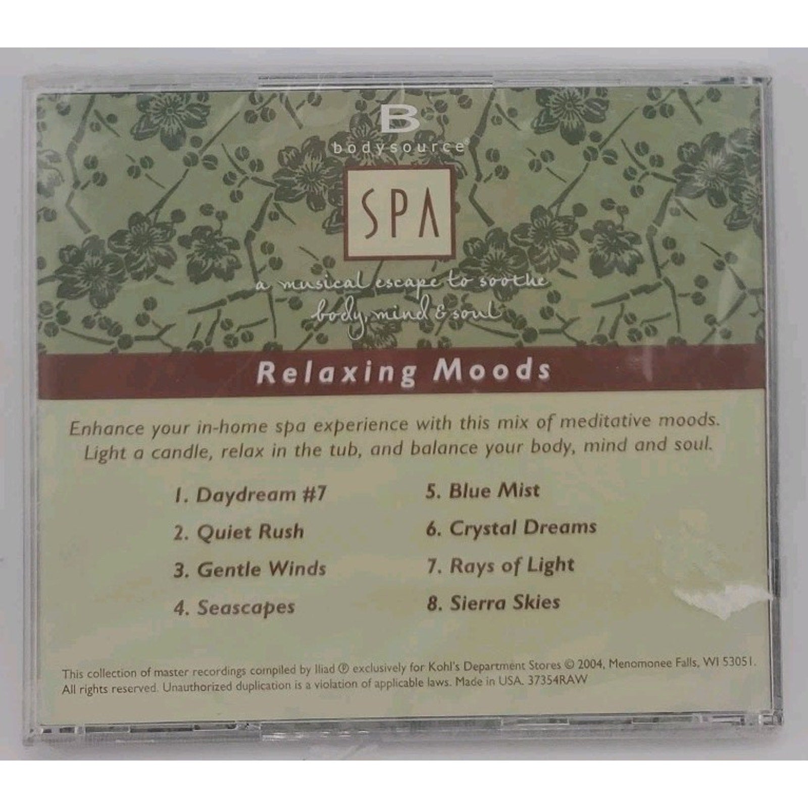 Bodysource Spa - Relaxing Moods (CD) 2004 Soothe Body Mind Soul *Brand New*