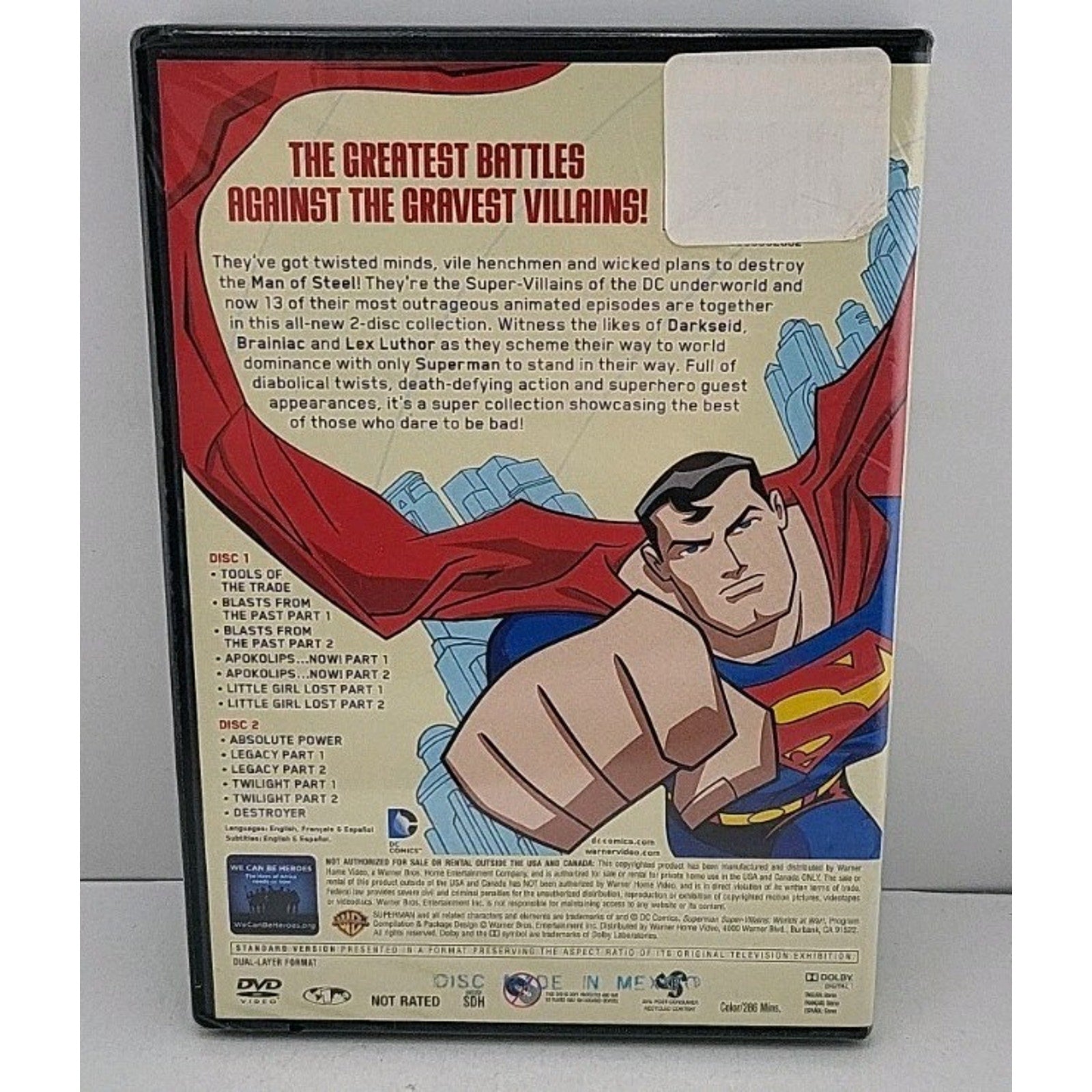 Superman Super-Villains: Worlds at War (DVD, 2013, 2-Disc Set) *Brand New*