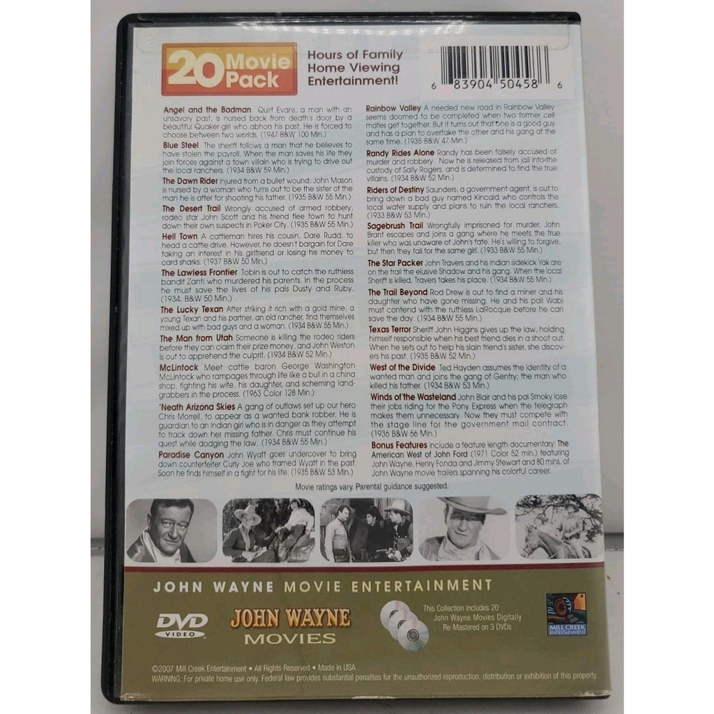 John Wayne 20 Movie Pack (3 Disc Pack) (DVD, 2005, 4-Disc Set)