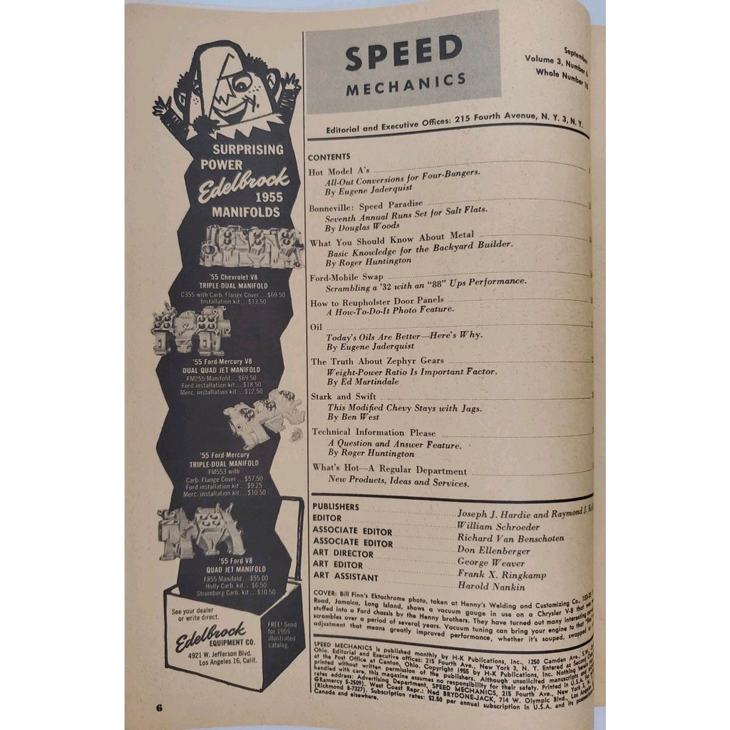 Speed Mechanics Magazine September 1955