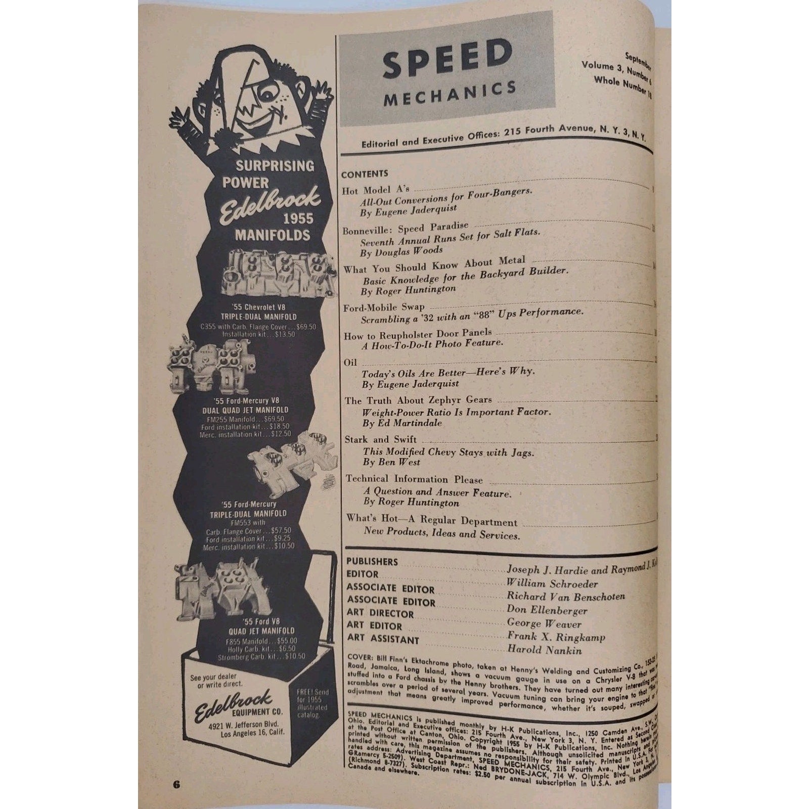 Speed Mechanics Magazine September 1955