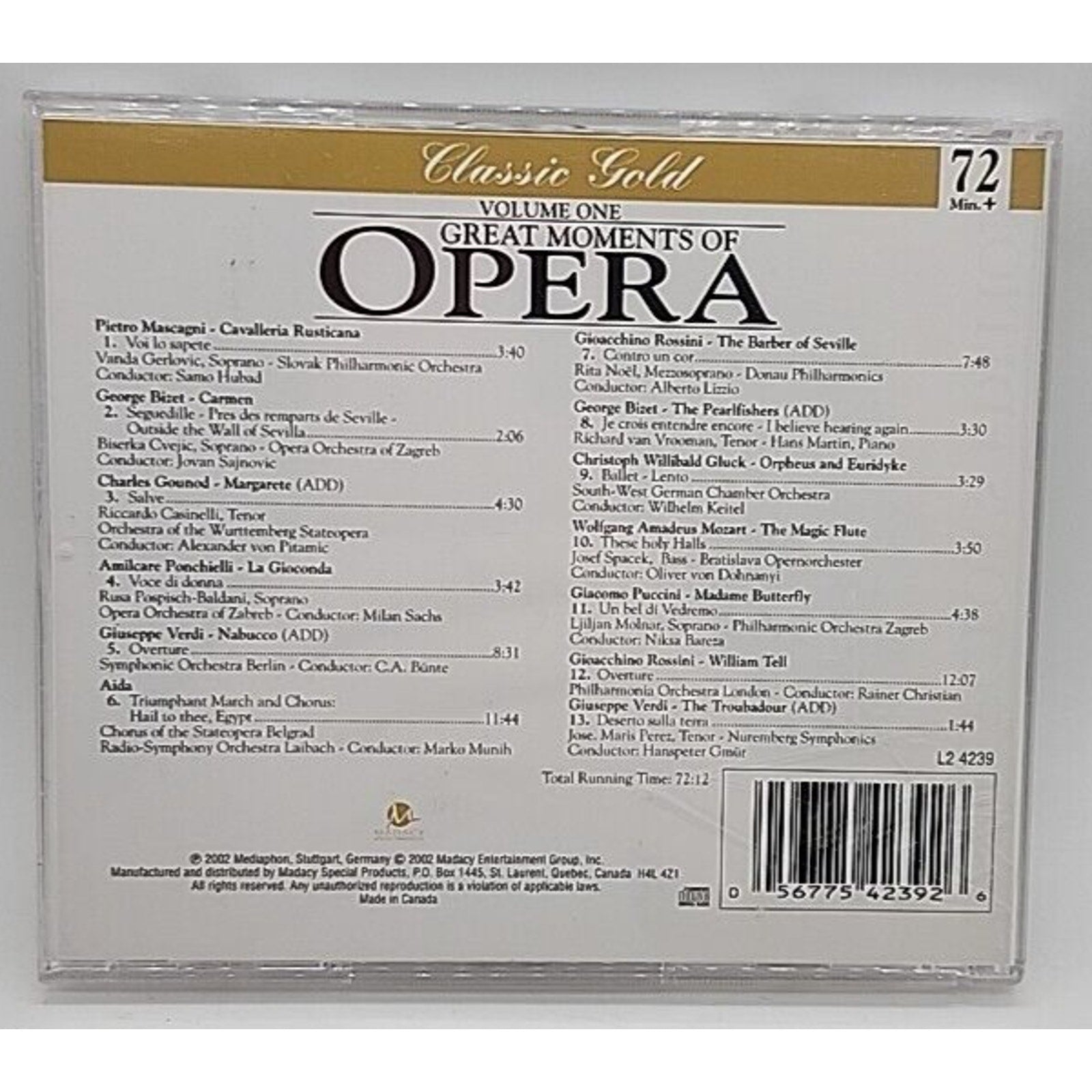 Great Moments Of Opera - Volume One by Various (CD, 1993, Excelsior)