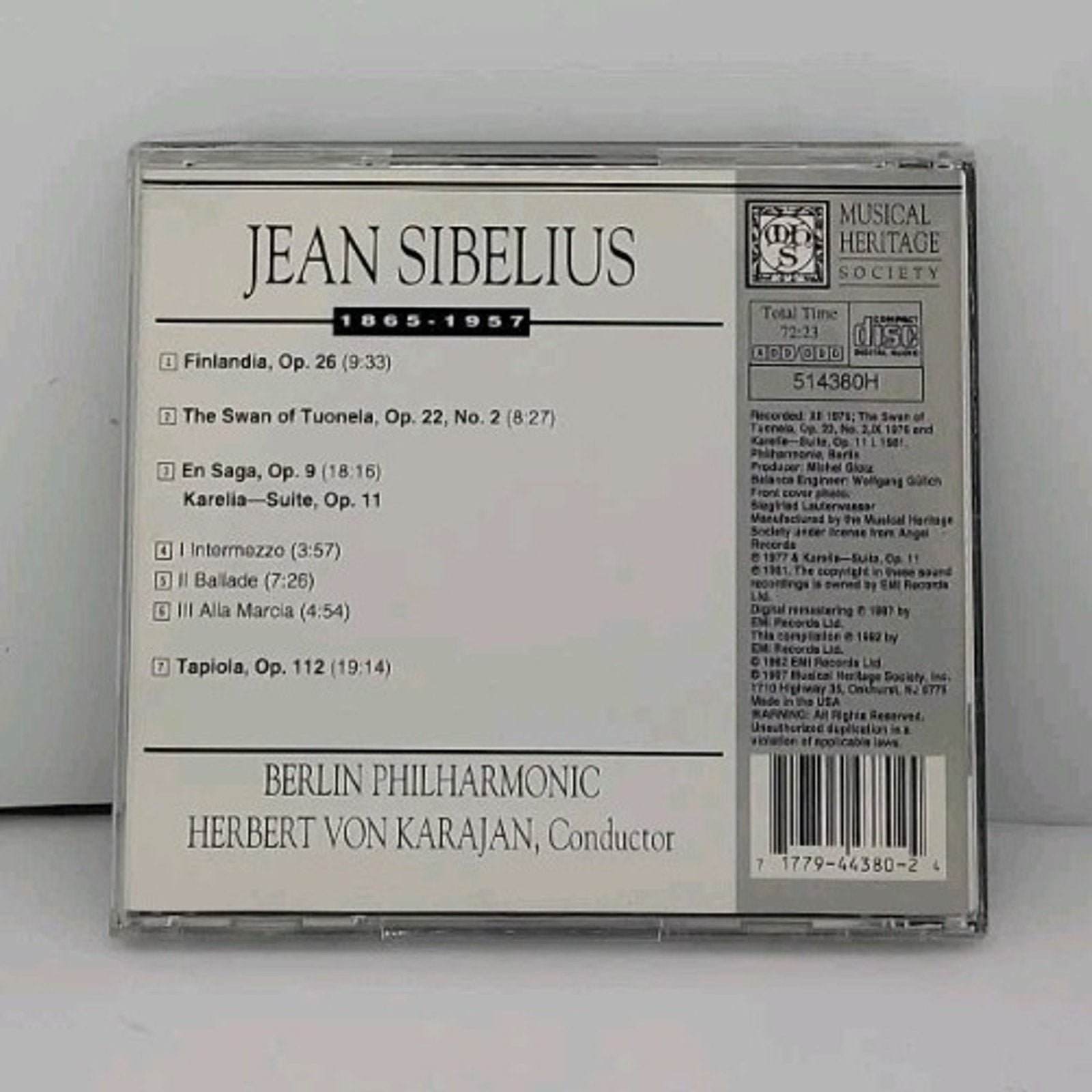 Sibelius CD Herbert Von Karajan Berliner Philharmoniker