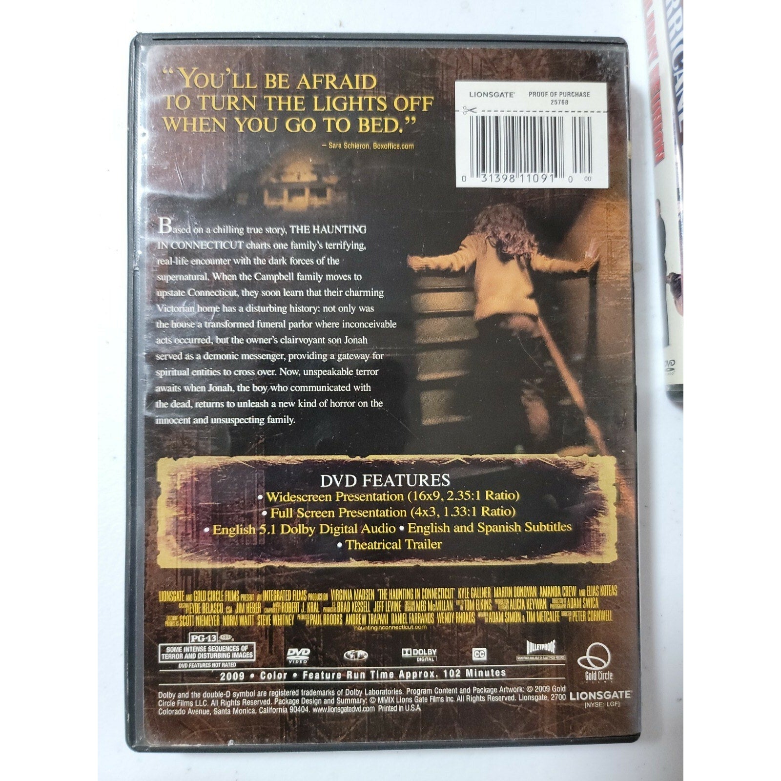 The Haunting In Connecticut (DVD, 2009 Fullscreen/Widescreen) Virginia Madsen