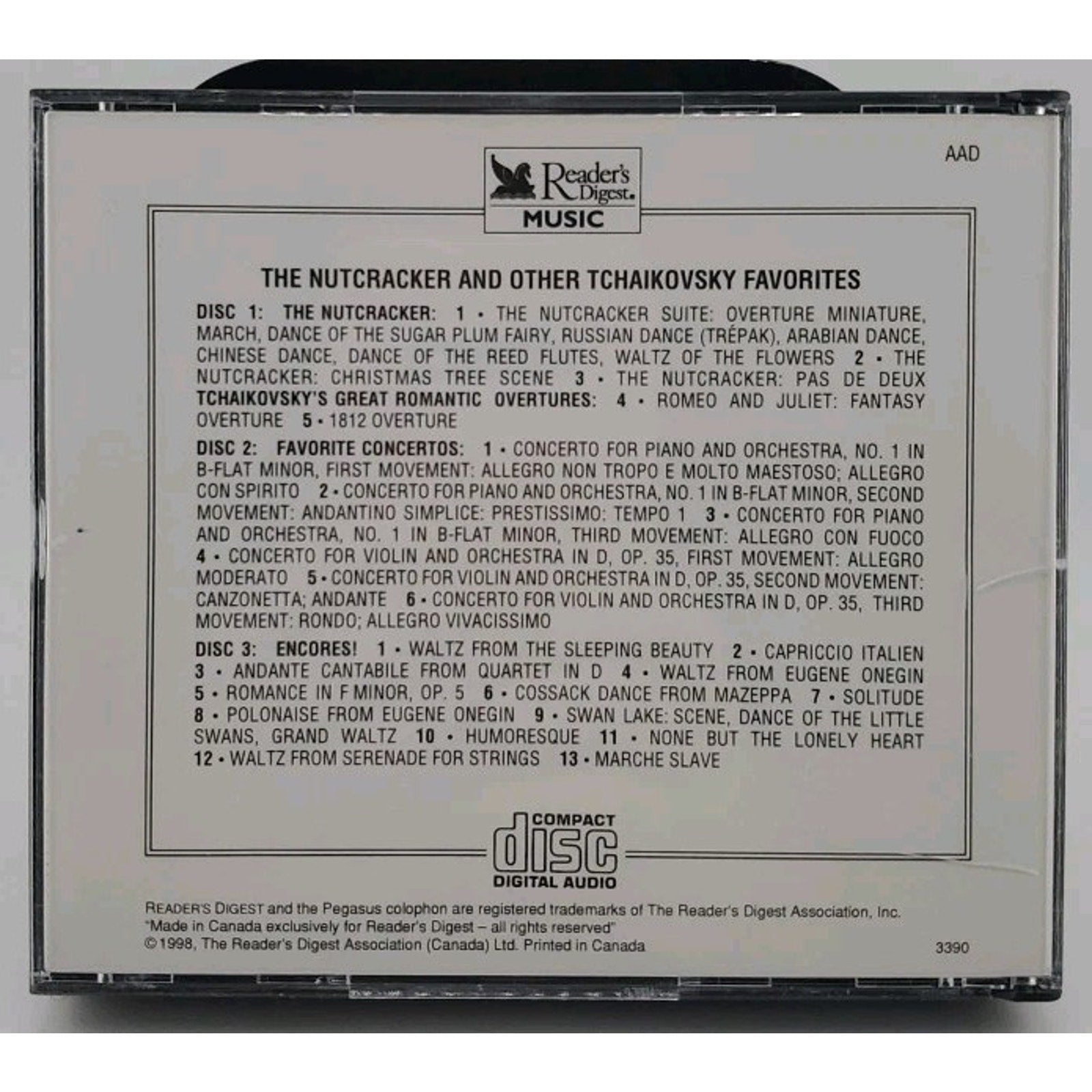 The Nutcracker and Other Tchaikovsky Favorites, Reader's Digest CD 2011 3 Discs