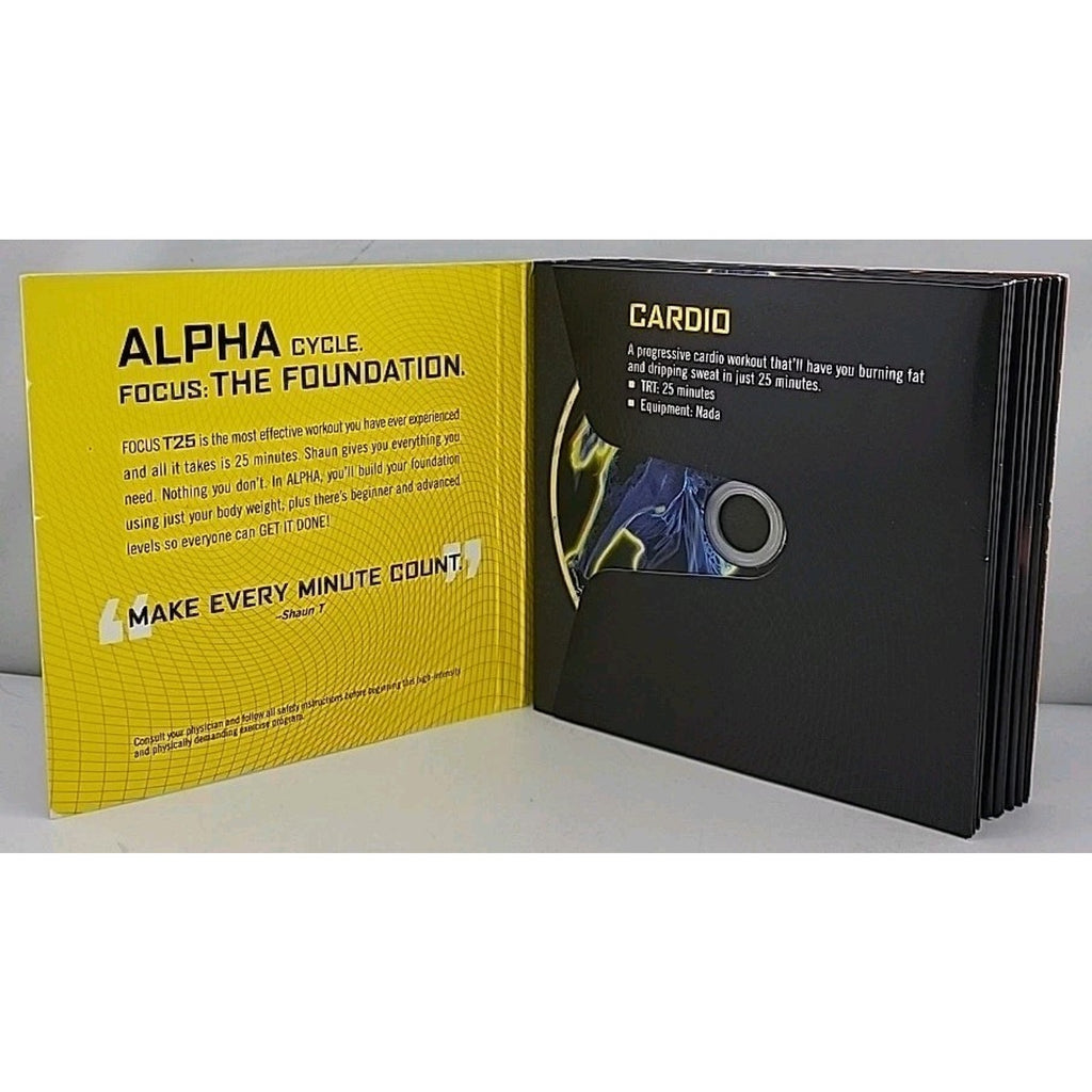 Beachbody Focus T25 Alpha CD Set Workout Nutrition Guide *Missing 1 Disc*