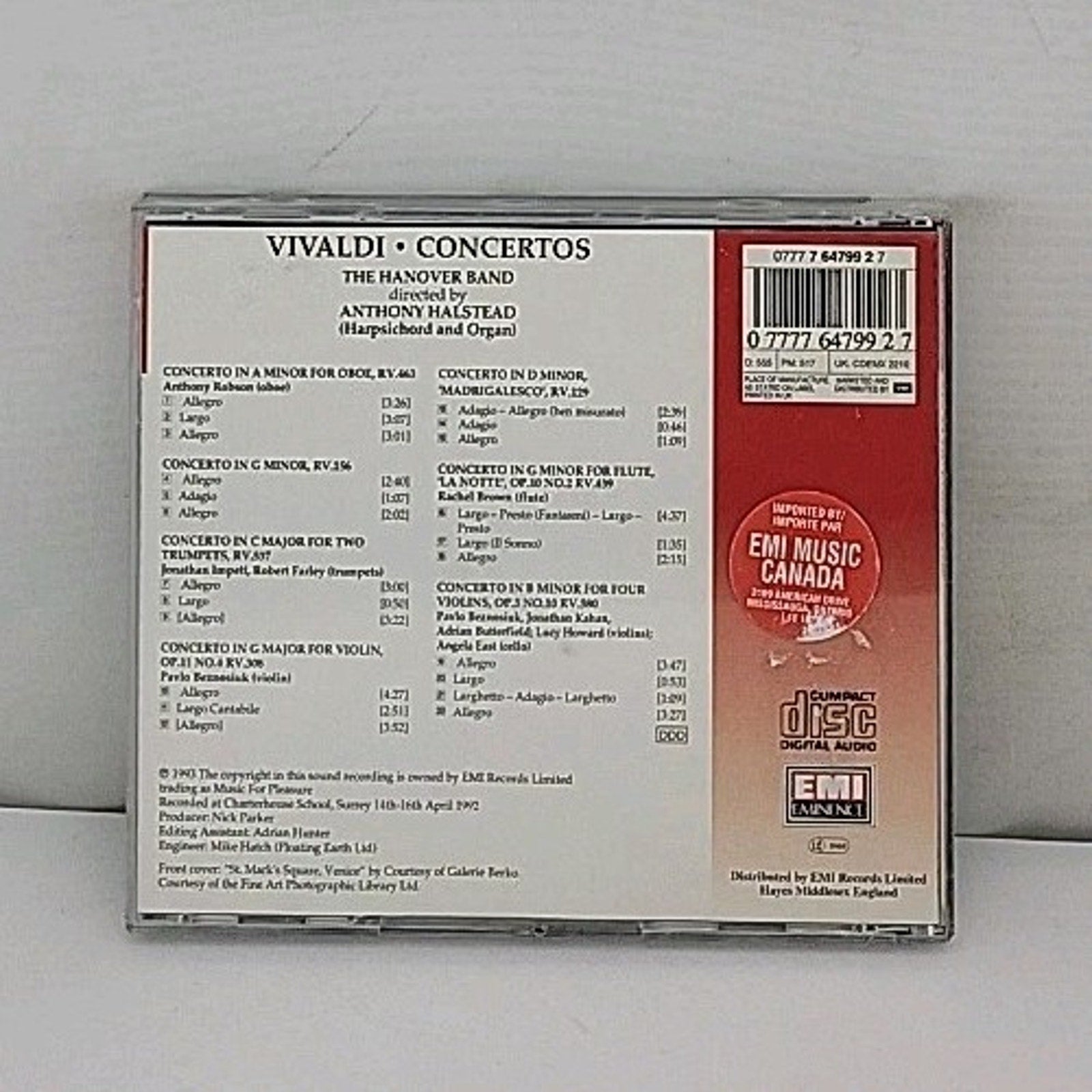 Vivaldi Concertos Directed By Anthony Halstead CD