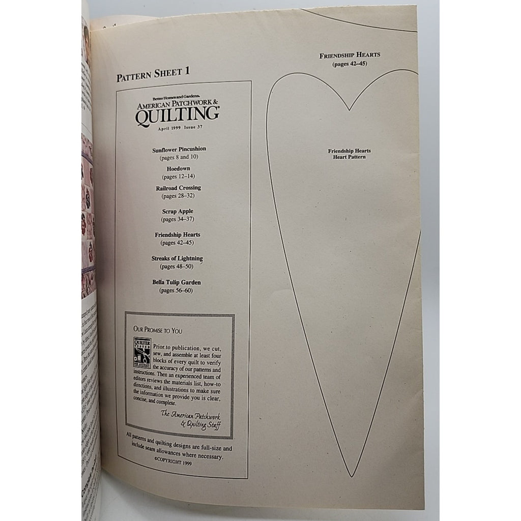 BHG American Patchwork Quilting Magazine Sewing Pattern Book April 1999 #37