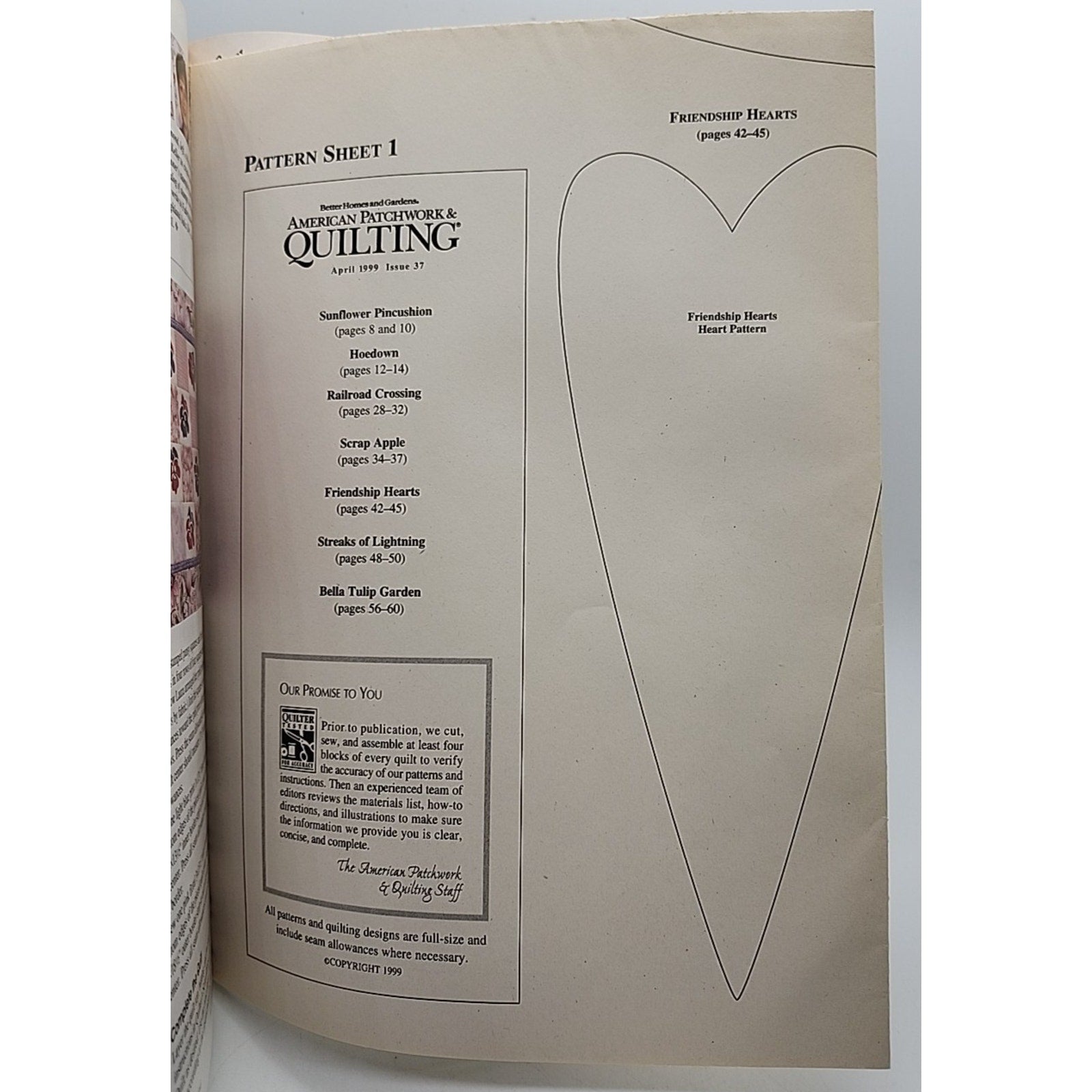 BHG American Patchwork Quilting Magazine Sewing Pattern Book April 1999 #37