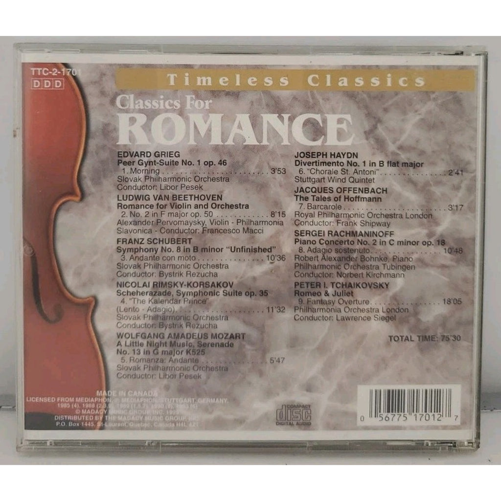 Timeless Classics: Classics for Romance Music CD, Madacy Music Group, 1995