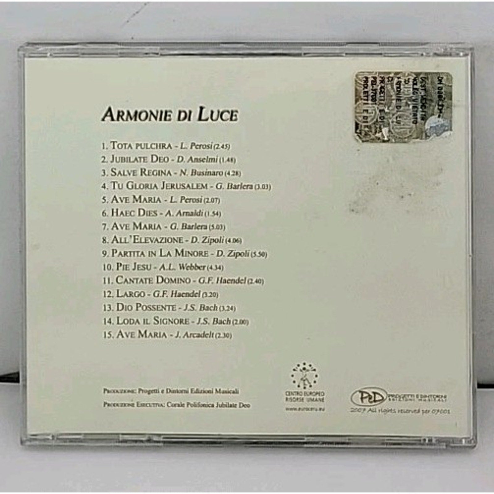 Corale Polifonica Jubilate Deo - Armonie Di Luce CD - Progetti e Dintorni