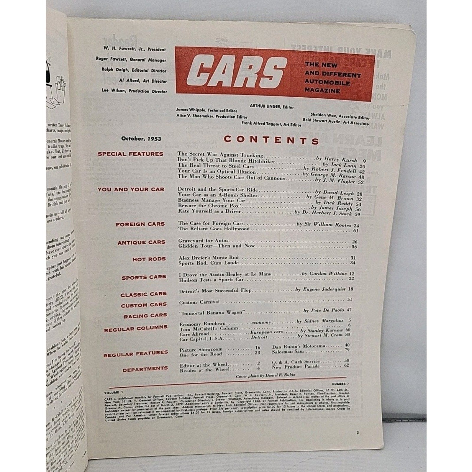 Cars Magazine October 1953 Vol 1 No. 7 Austin Clark GD Interior No Label