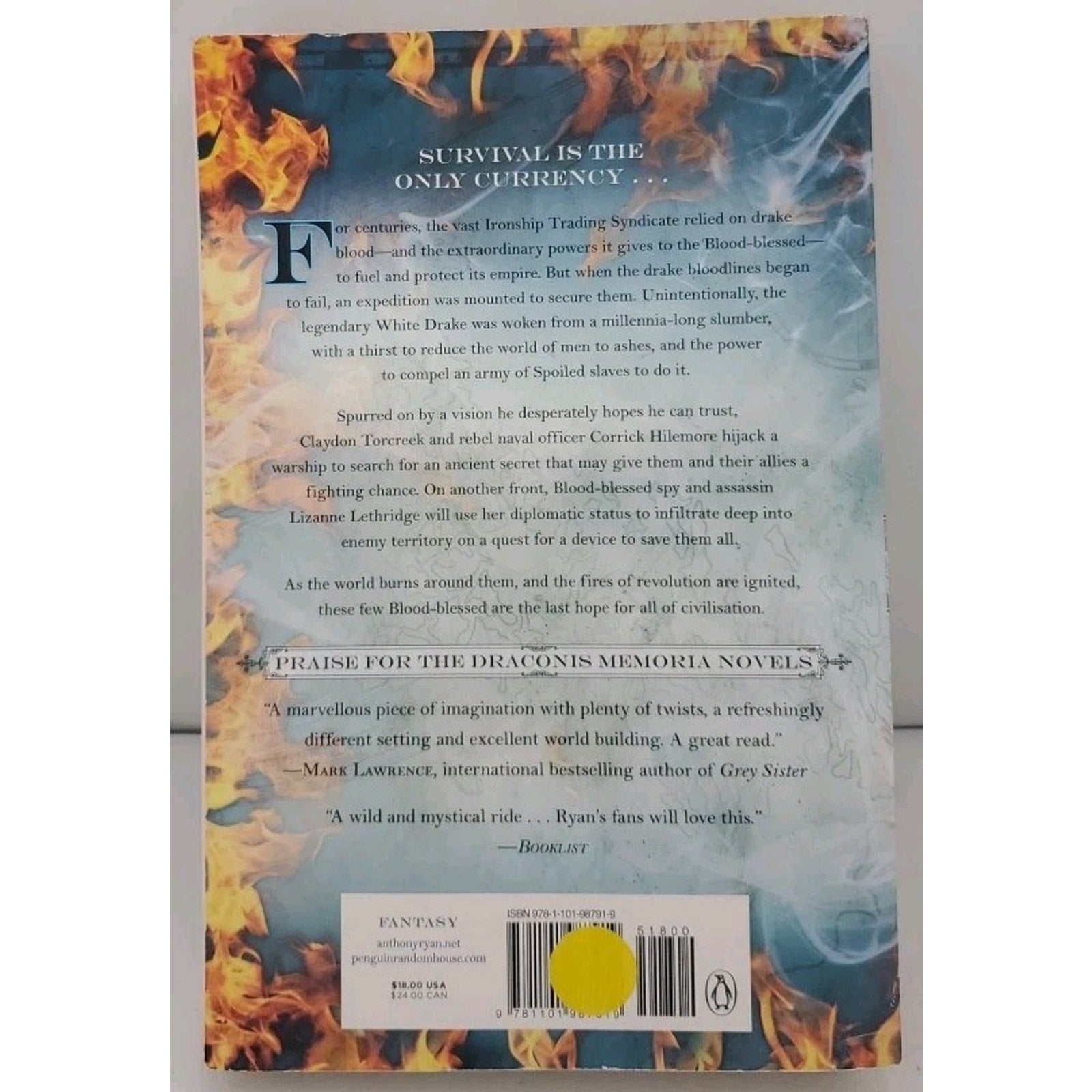 Legion of Flame by Anthony Ryan (2018, Trade Paperback)