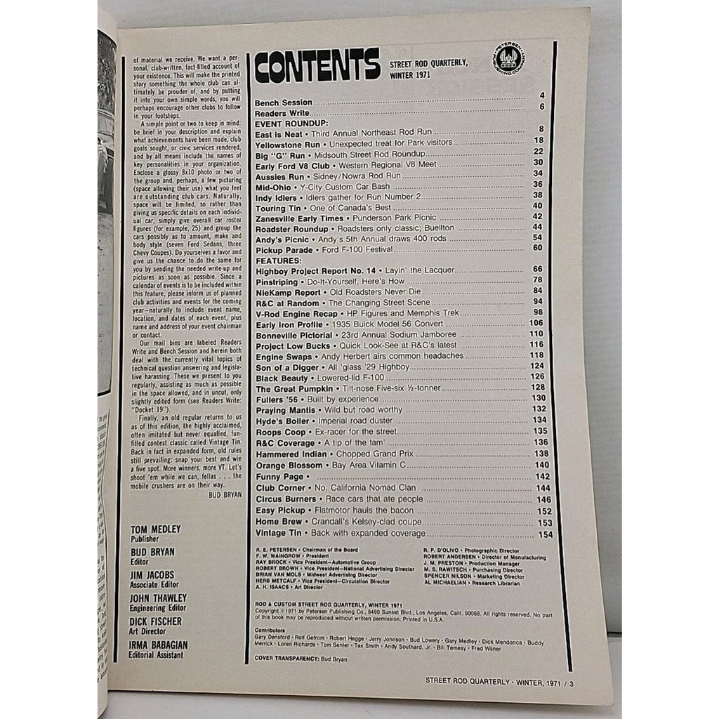 Rod & Custom Street Rod Quarterly Magazine - Winter 1971