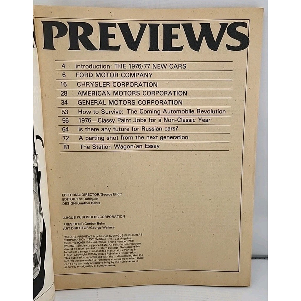 1976 Car Previews Magazine - Bicentennial Edition