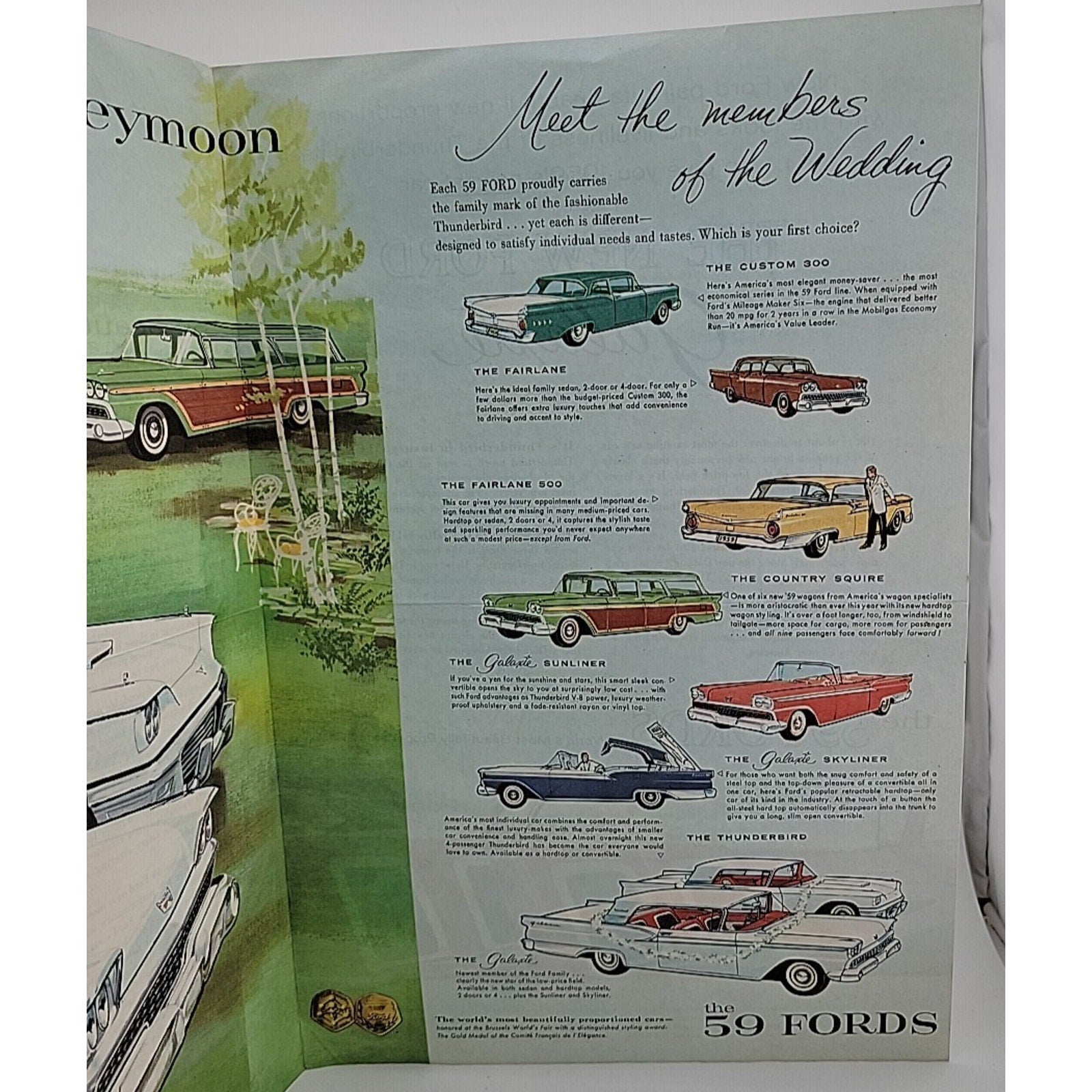1959 Ford Galaxie Most Beautiful Wedding Of The Year Dealer Sales Brochure
